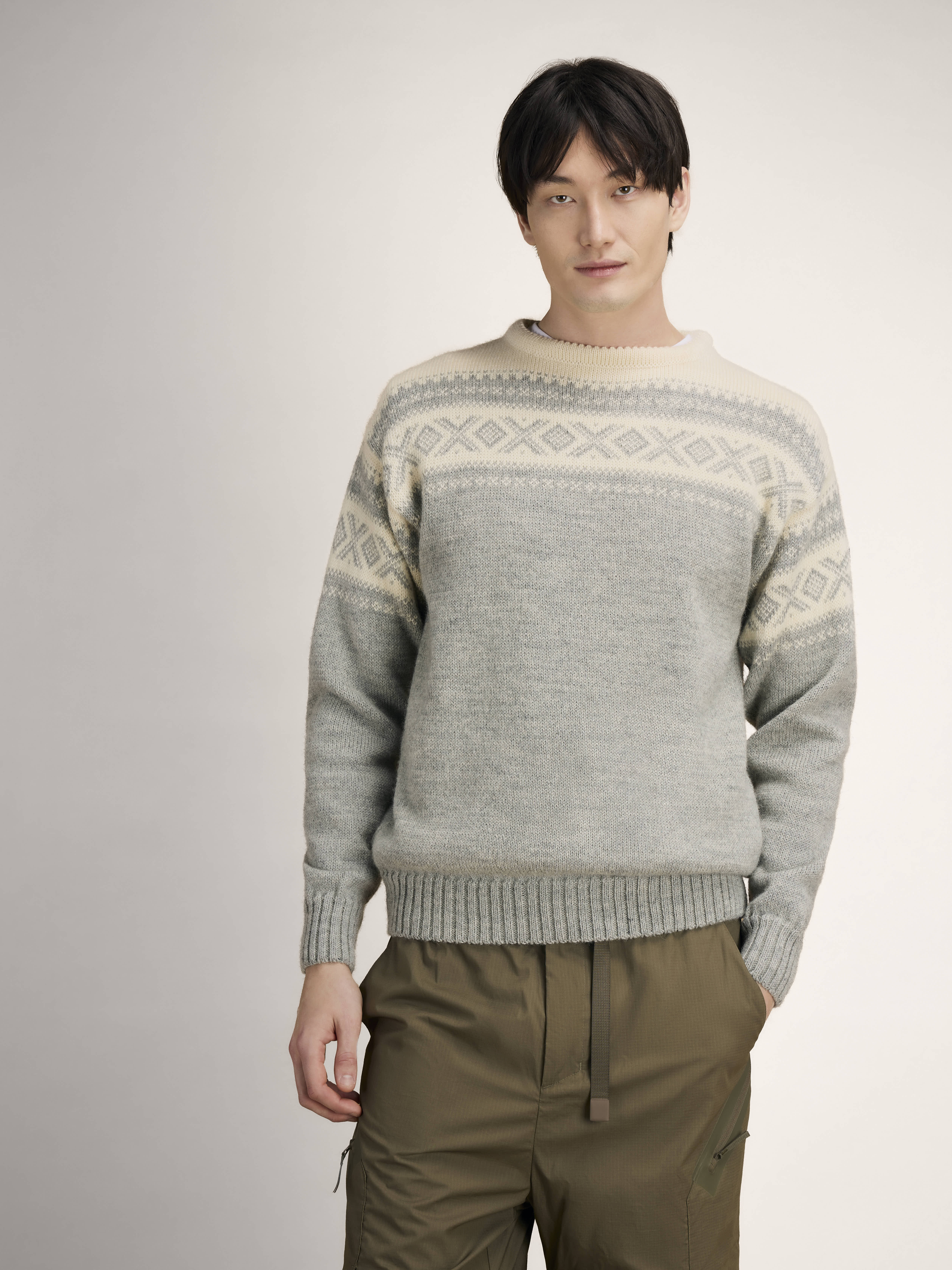 Cortina 1956 Sweater - Norwegian Wool Lightcharcoal Mel Offwhite