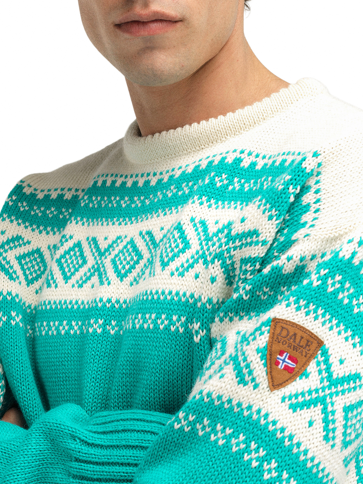 Cortina 1956 Sweater - Norwegian Wool Peacock Offwhite