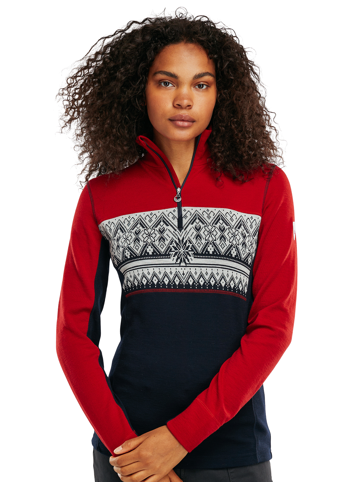 Moritz Basic Sweater Women Red Navy Dale of Norway Dale of