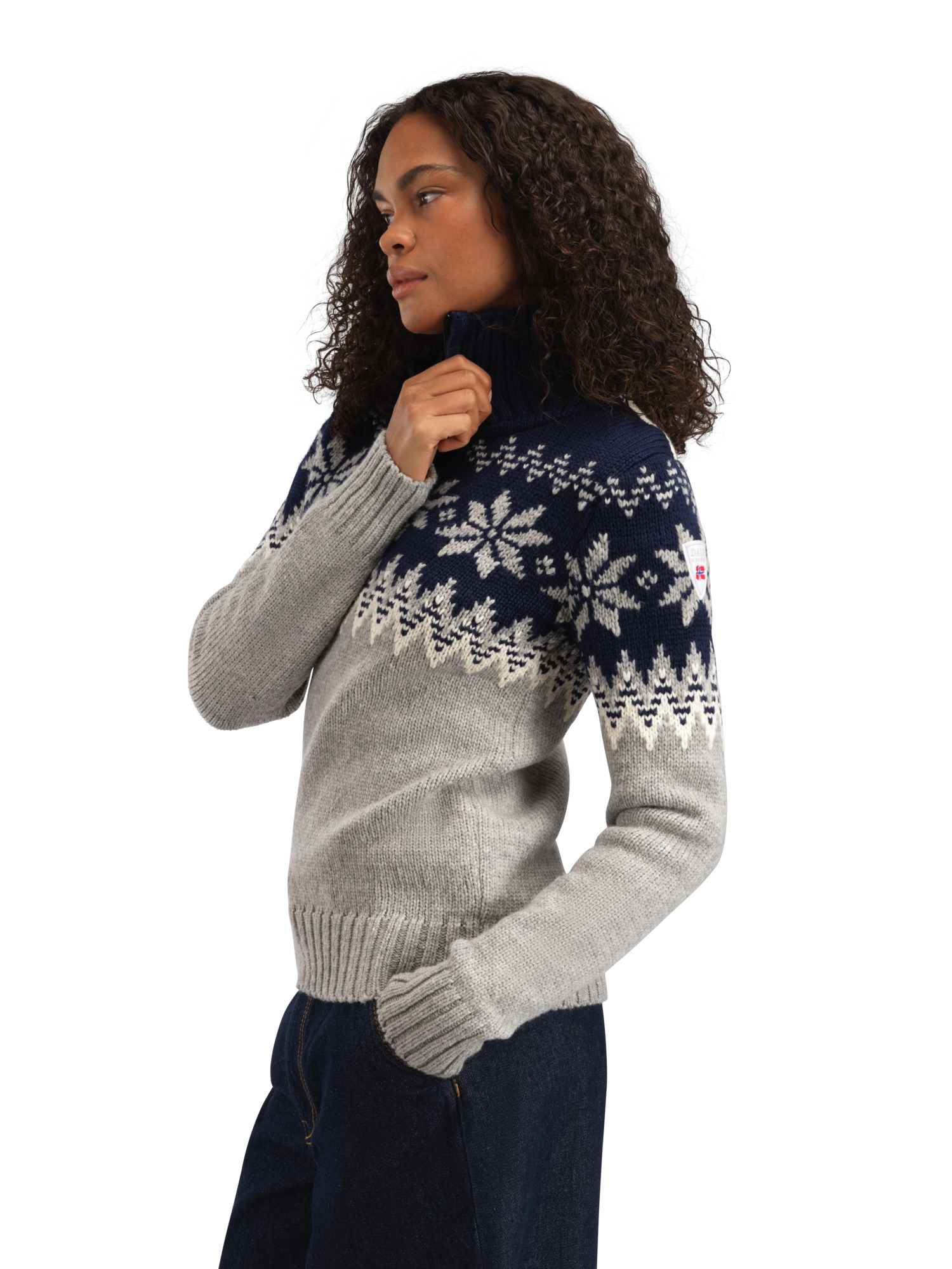 Myking Fem Sweater Lightcharcoal Offwhite Navy - Dale of Norway
