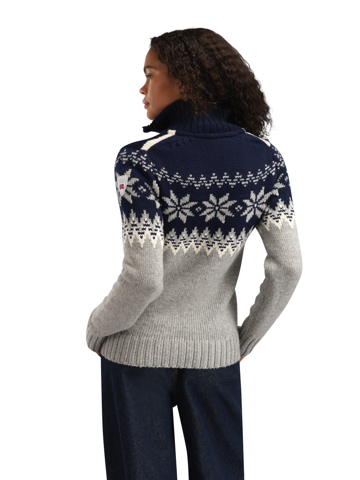 Myking Fem Sweater Lightcharcoal Offwhite Navy - Dale of Norway