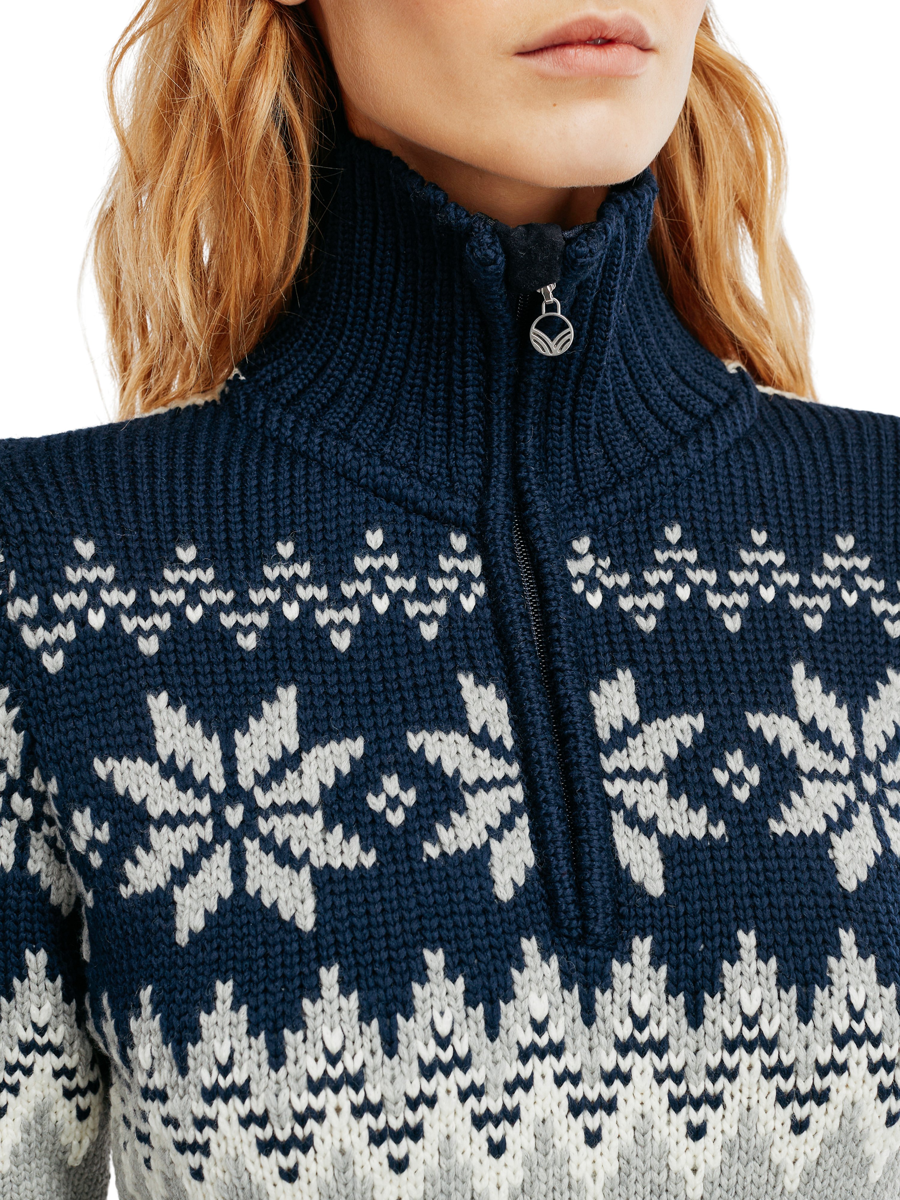 Myking Fem Sweater Lightcharcoal Offwhite Navy - Dale of Norway