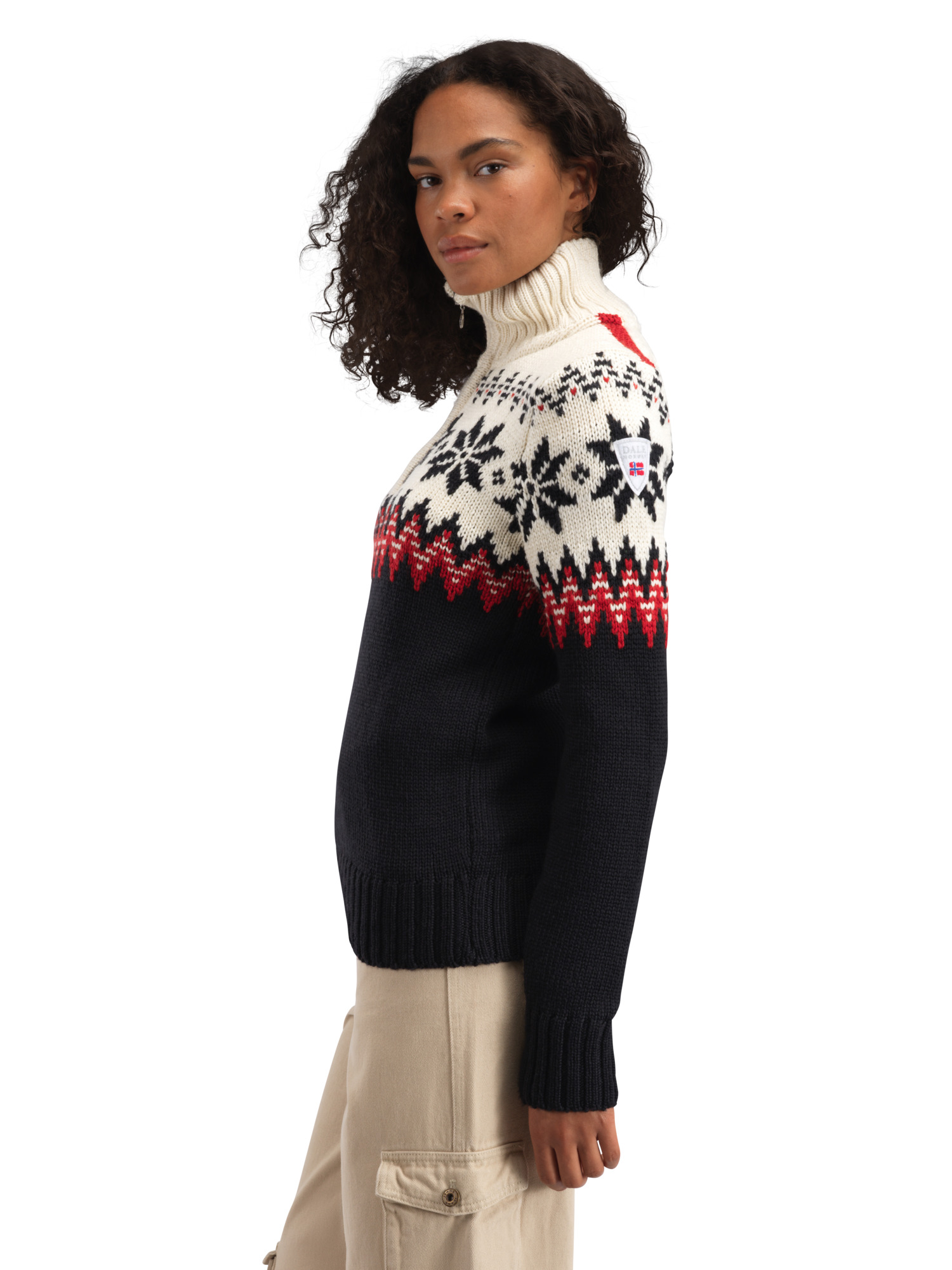 Myking Fem Sweater Black Raspberry Offwhite - Dale of Norway