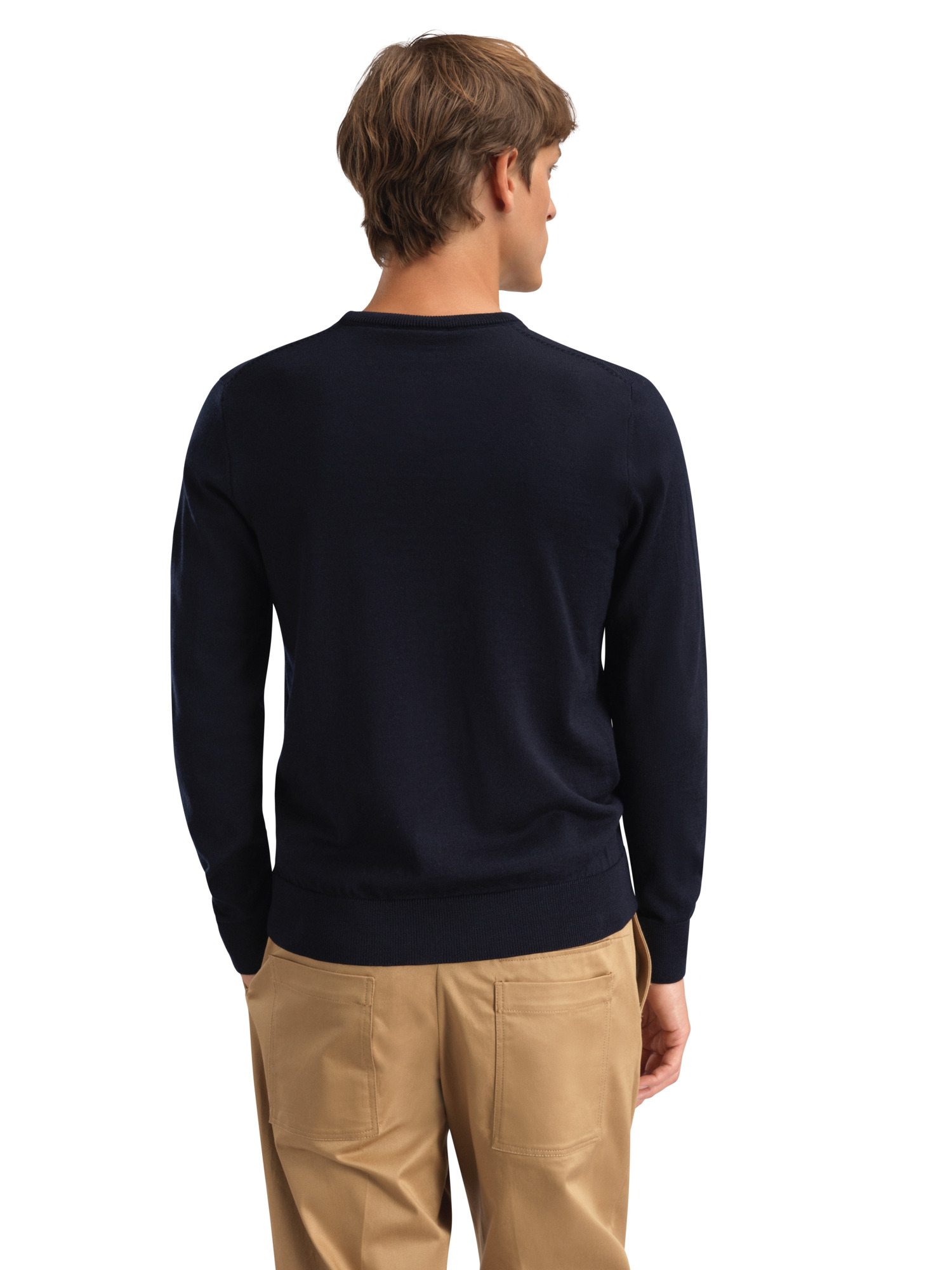 Sverre Men’s Sweater - Merino Wool Dark Navy white raspberry