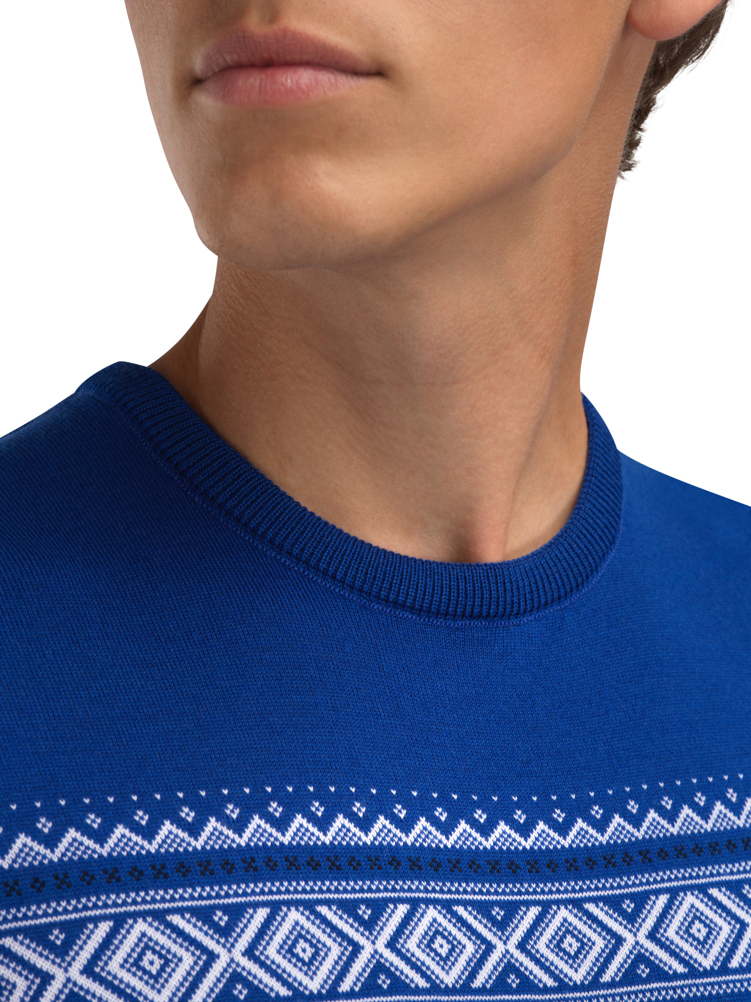 Sverre Men’s Sweater - Merino Wool Ultramarine white navy