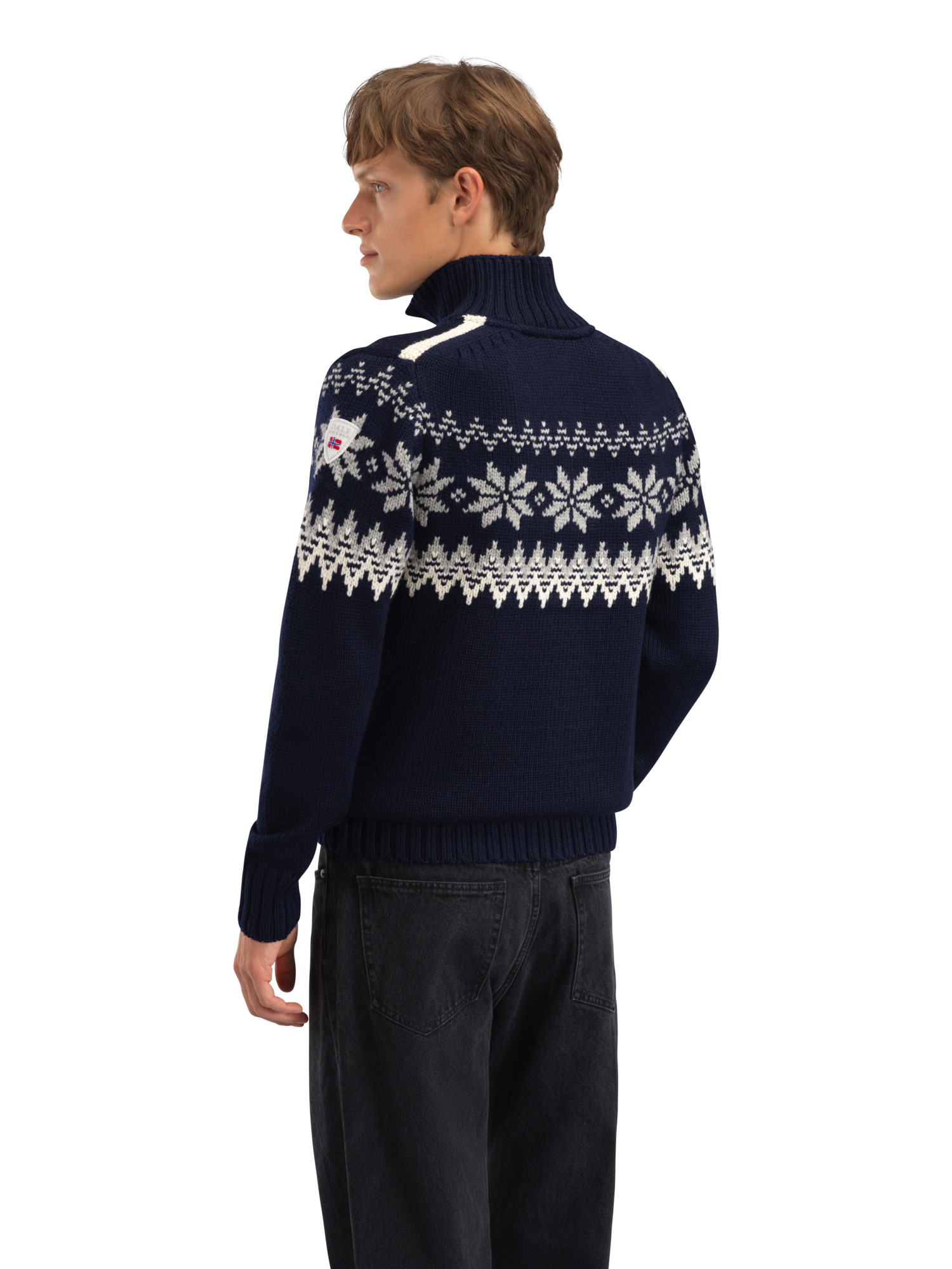 Myking Masc Sweater Navy Offwhite Lightcharcoal - Dale of Norway