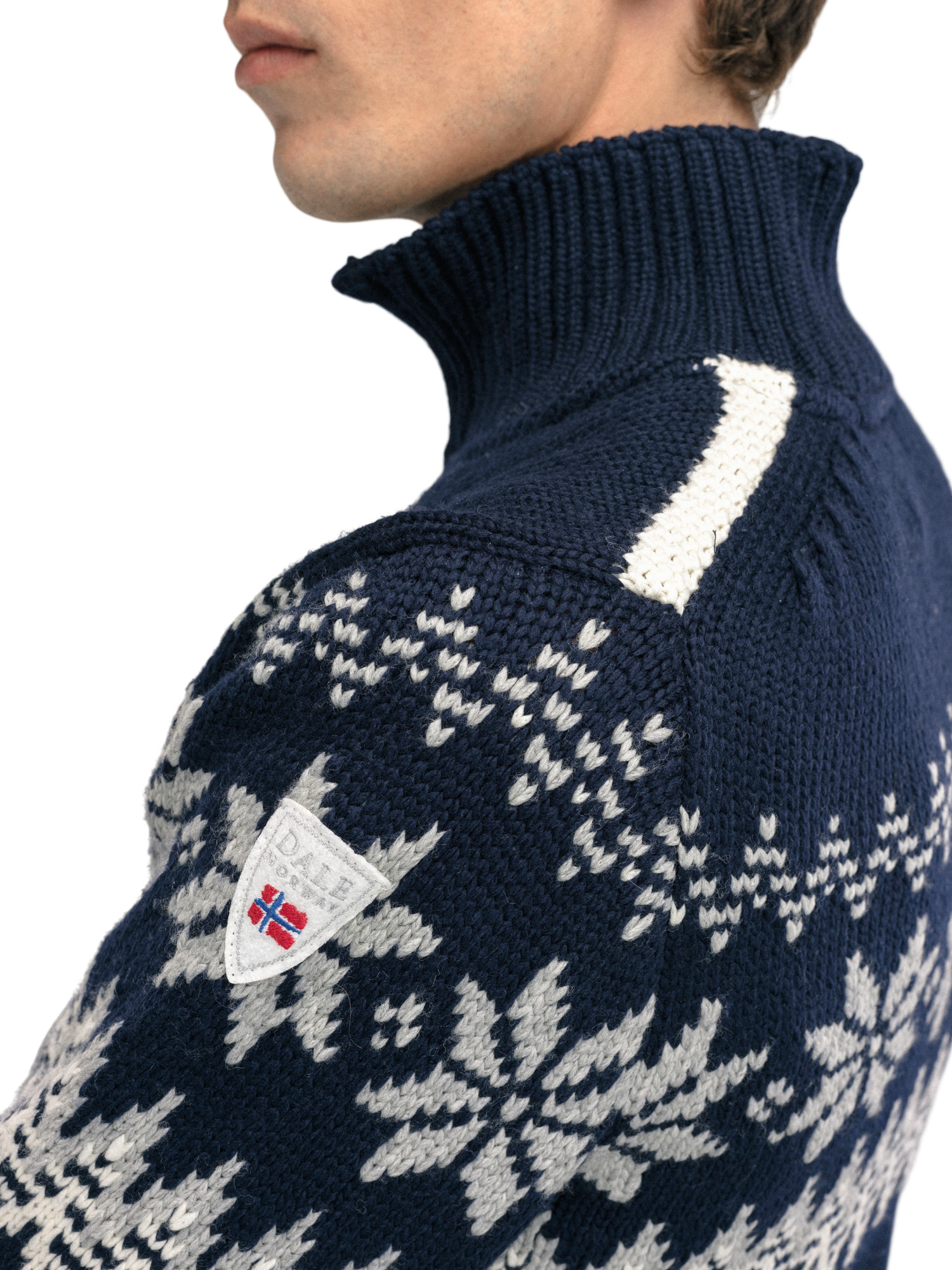 Myking Masc Sweater Navy Offwhite Lightcharcoal - Dale of Norway