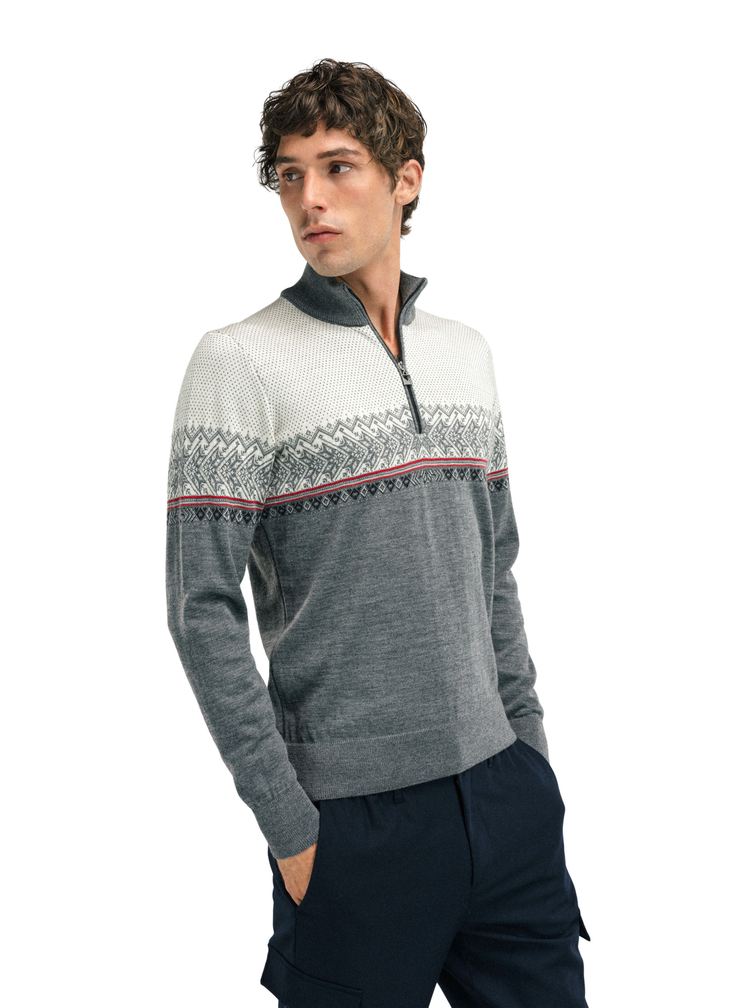 Hovden Men’s Sweater - Merino Wool Smoke Offwhite
