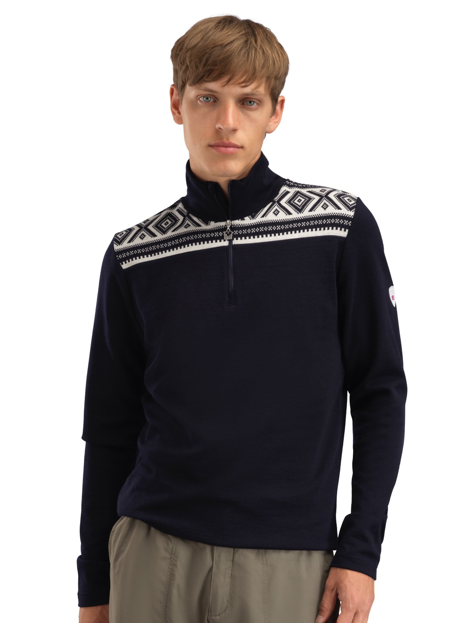 Cortina Superfine Men’s Sweater - Superfine Merino Navy Offwhite