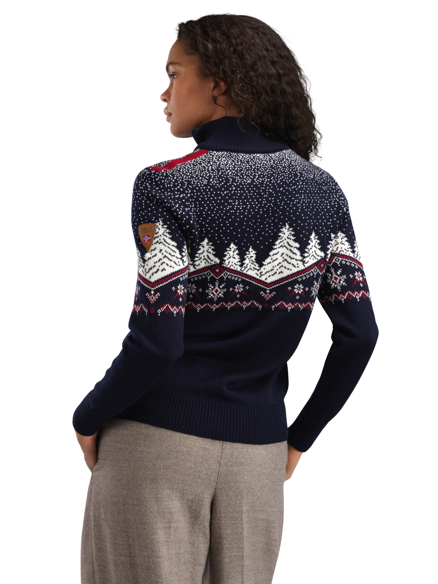 Dale Christmas Fem Sweater Navy Offwhite Redrose - Dale of Norway