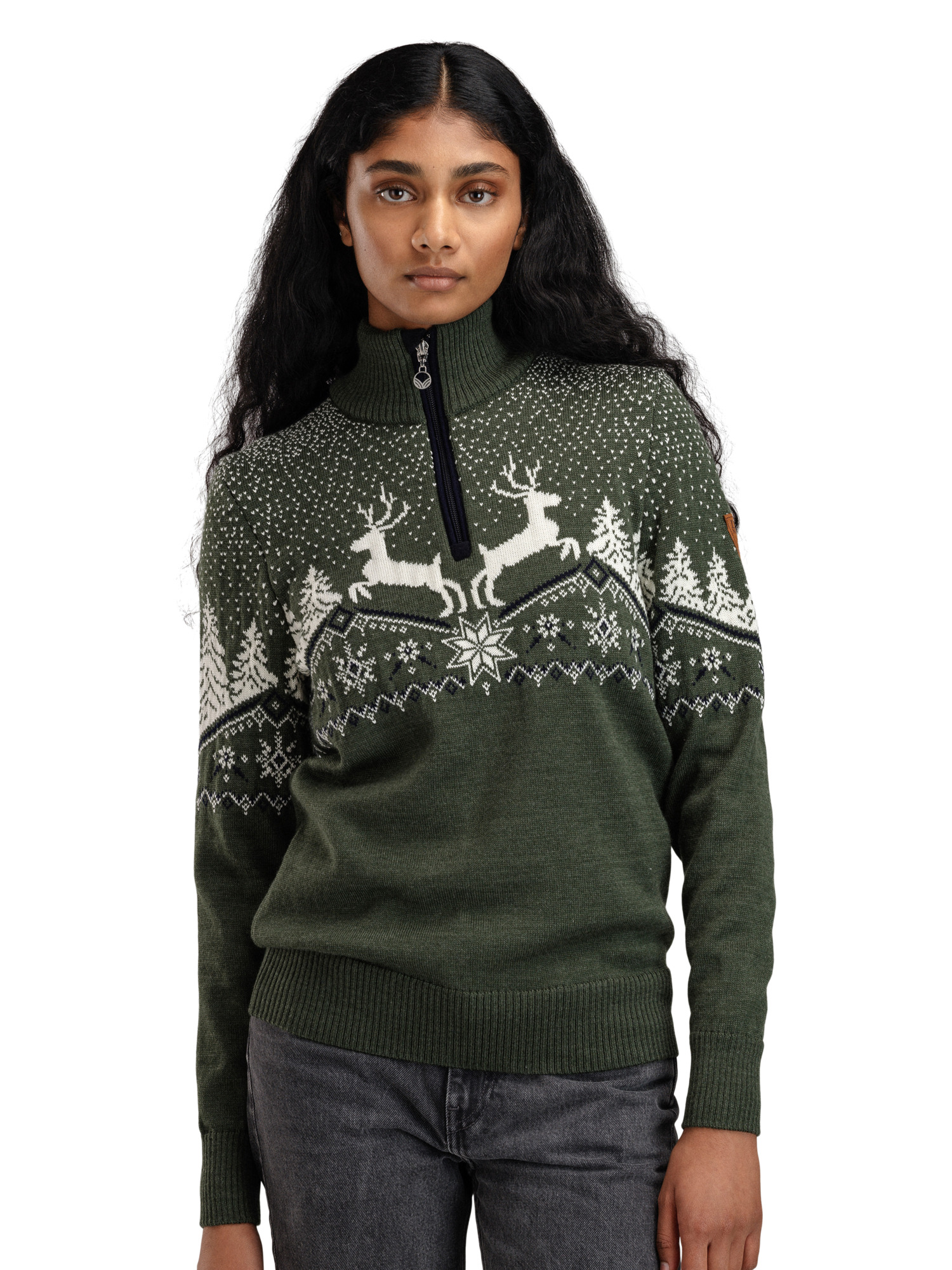 Dale Christmas Sweater Women’s - Merino Wool Loden Offwhite Navy