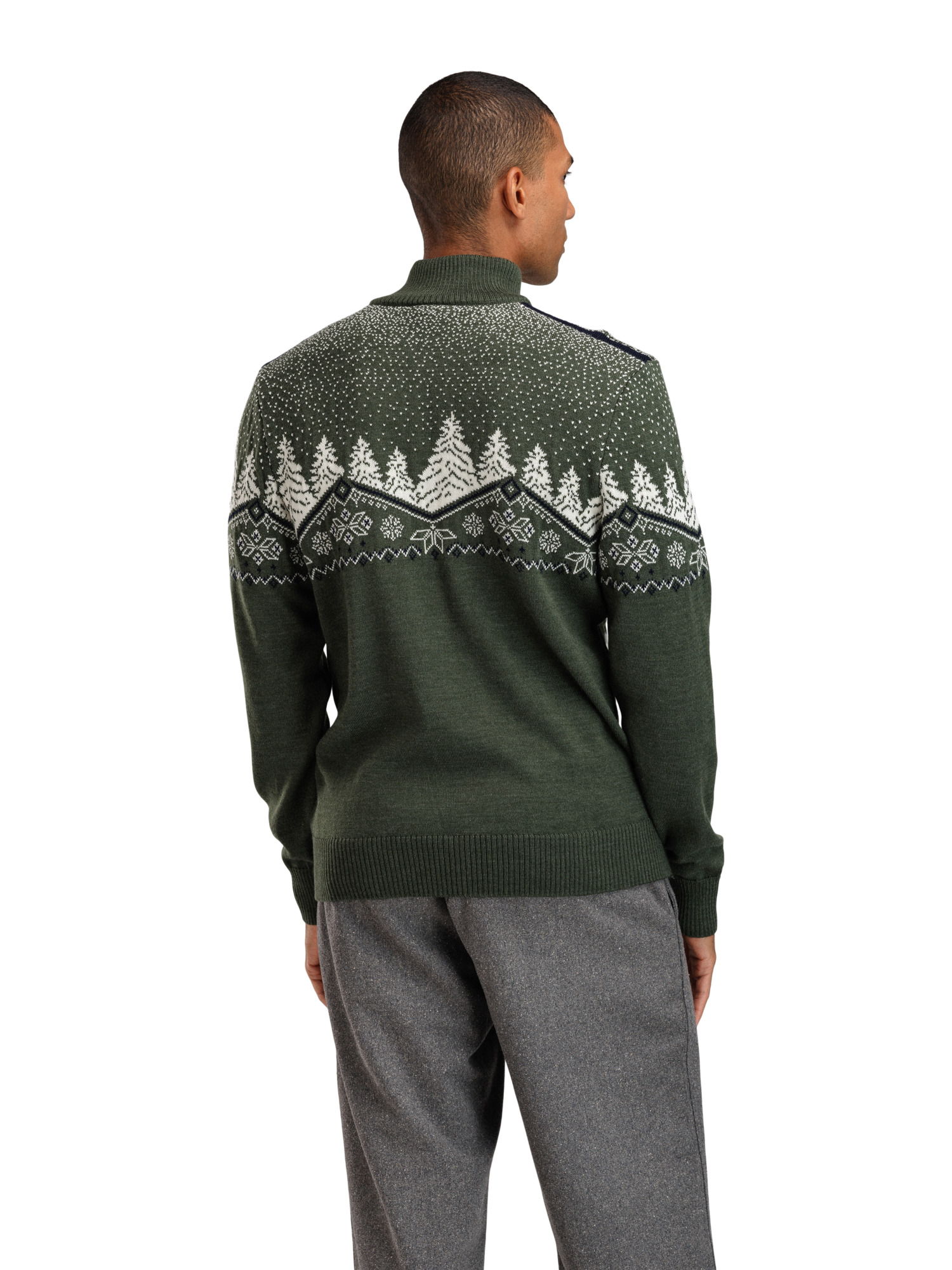Dale Christmas Sweater Men's - Merino Wool Loden Offwhite Navy