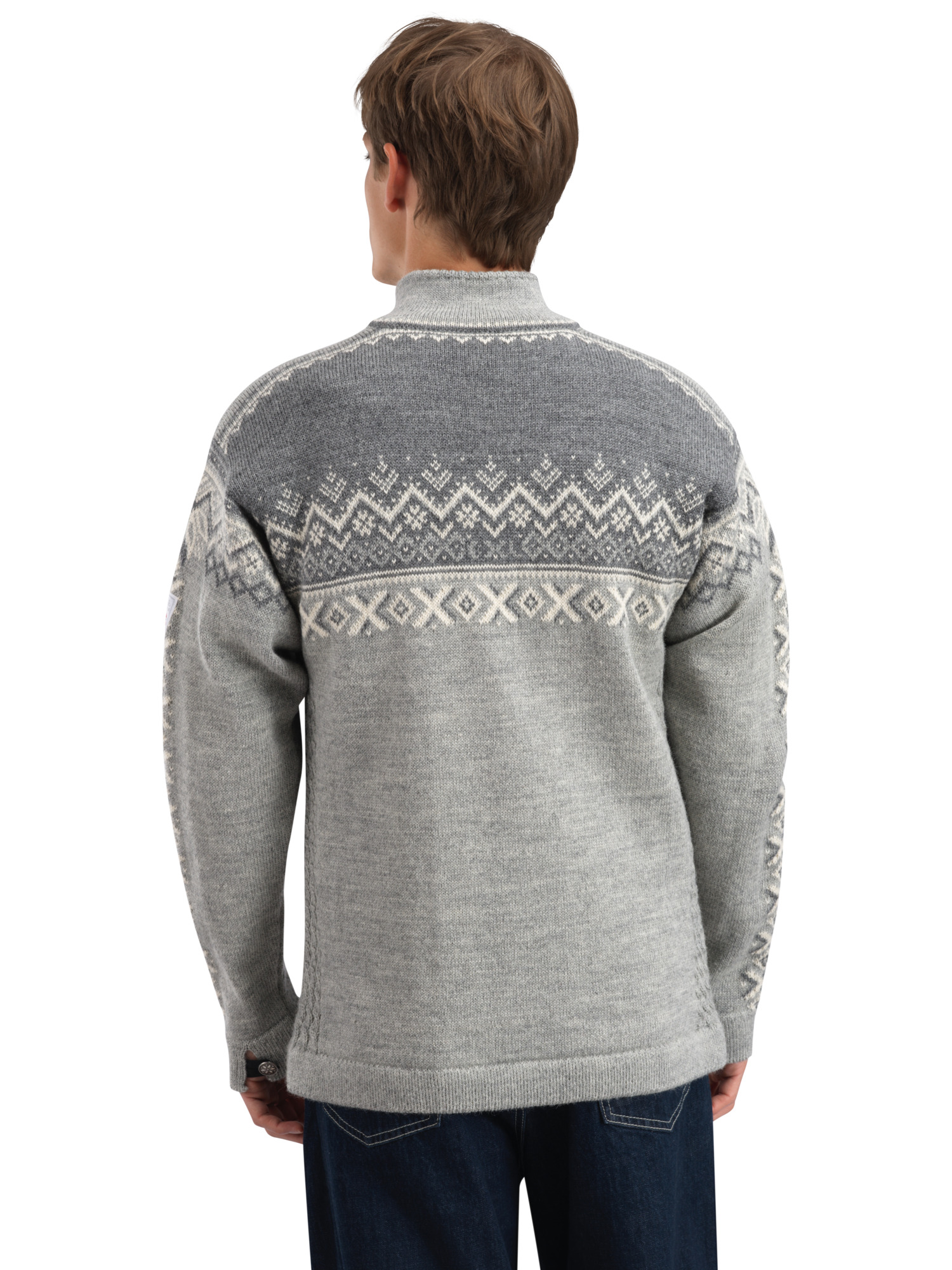 140th Anniversary Men’s Sweater - Norwegian Wool Lightcharcoal Smoke Offwhite