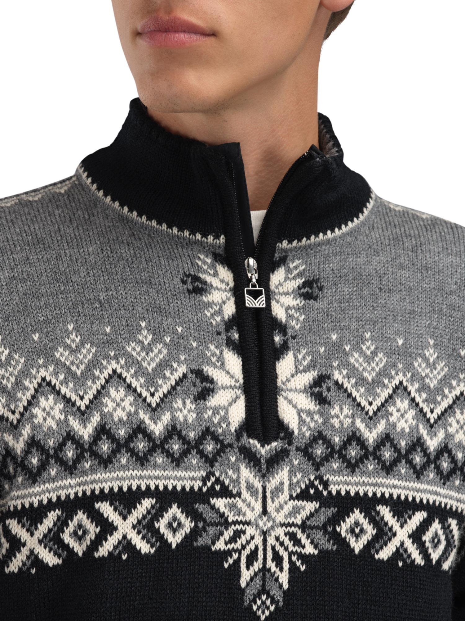 140th Anniversary Men’s Sweater - Norwegian Wool Black Smoke Offwhite