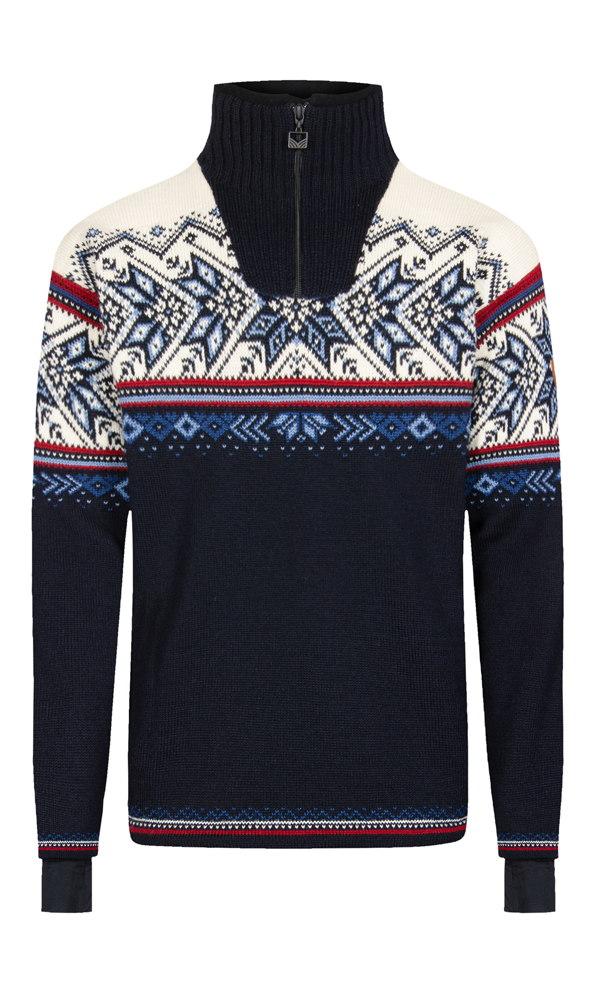 Vail WP Masc Sweater Navy Red Offwhite Indigo Blue - Dale of Norway
