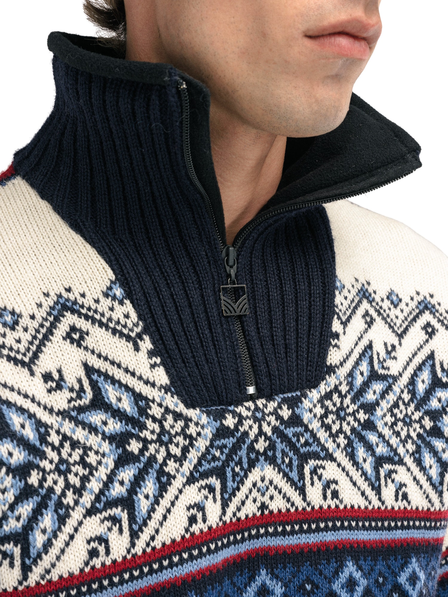 Vail WP Masc Sweater Navy Red Offwhite Indigo Blue - Dale of Norway display picture 1