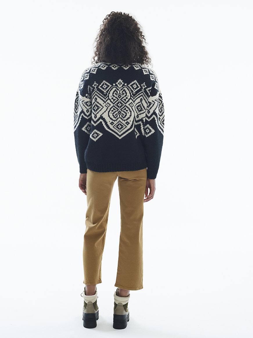 Falun Women’s Sweater - Alpaca & Merino wool Black White