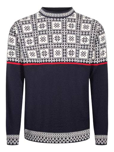 Tyssøy Masc Sweater Navy Offwhite Red - Dale of Norway