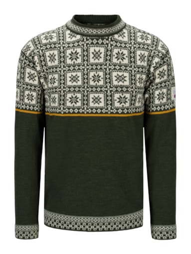 Tyssøy Masc Sweater Darkgreen Offwhite Mustard - Dale of Norway