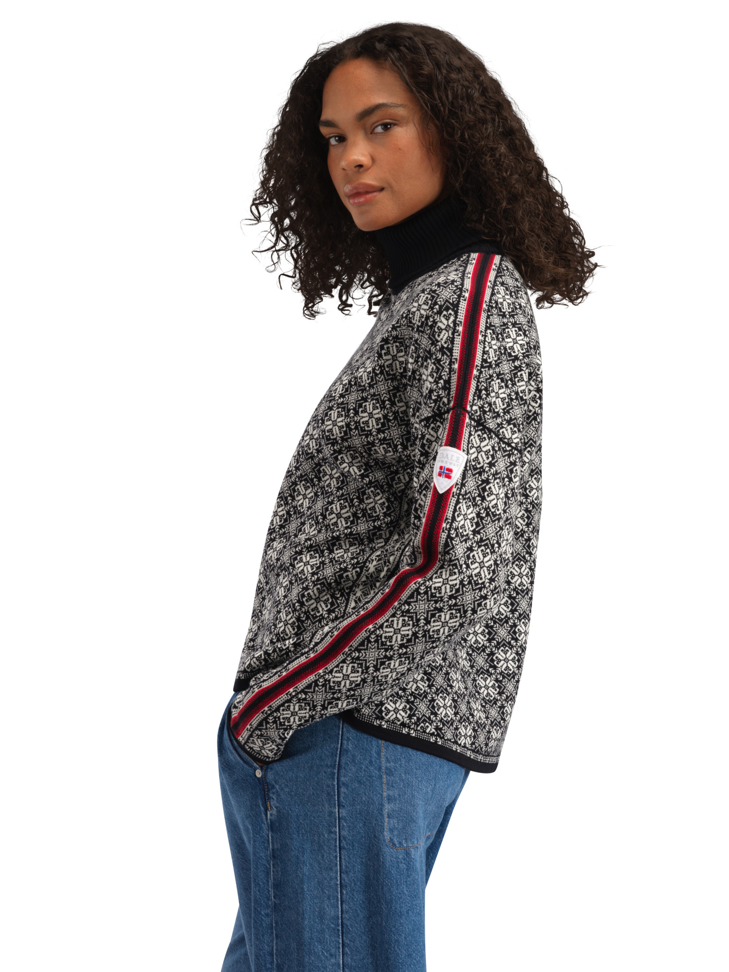 Firda Women’s Sweater - Merino Wool Black Offwhite