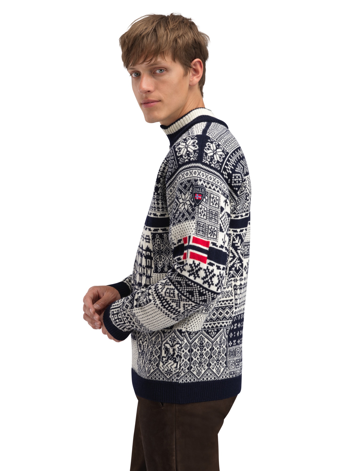 History sweater Navy Offwhite Raspberry - Dale of Norway