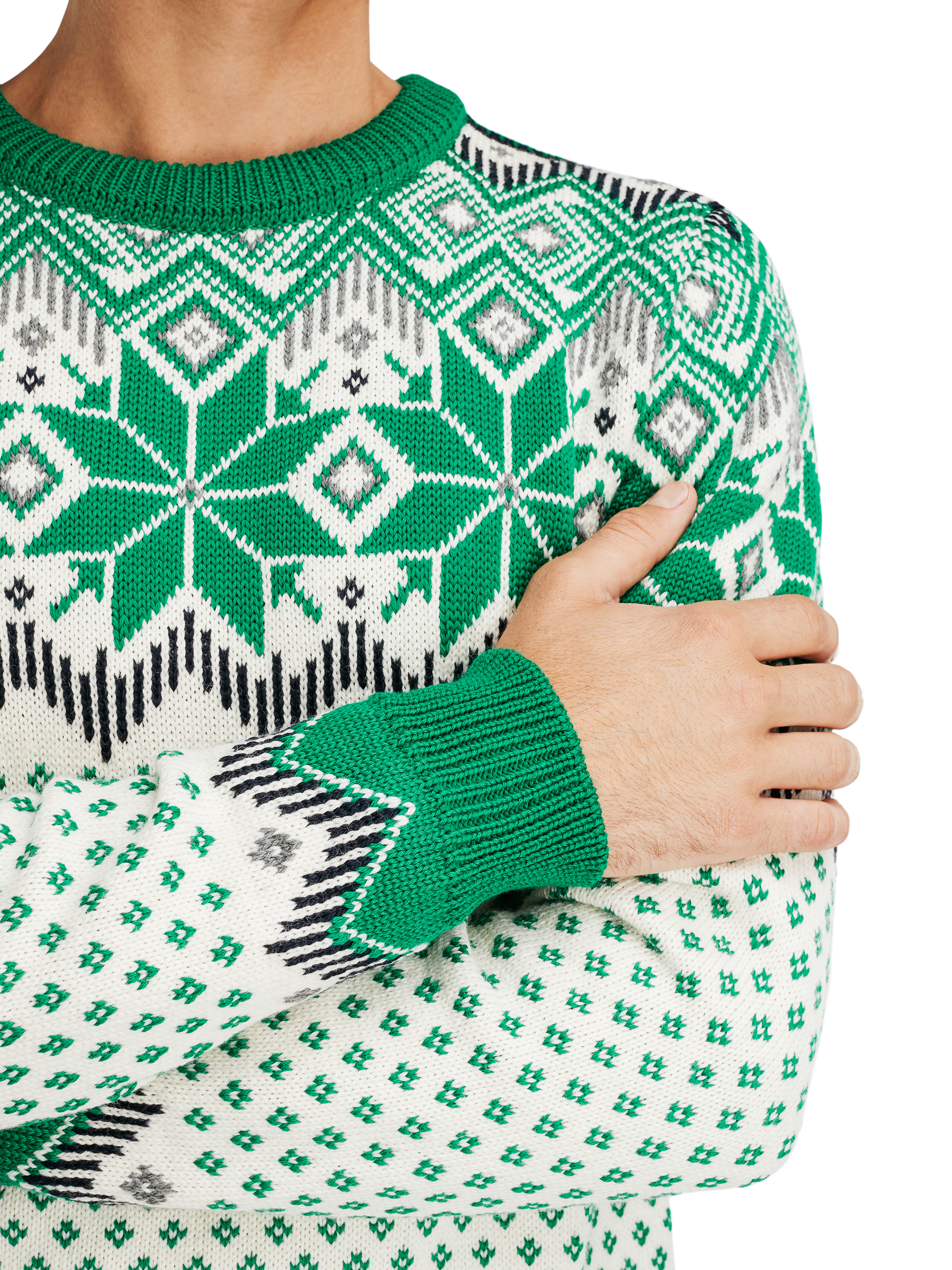 Vegard masculine sweater Brightgreen Offwhite - Dale of Norway