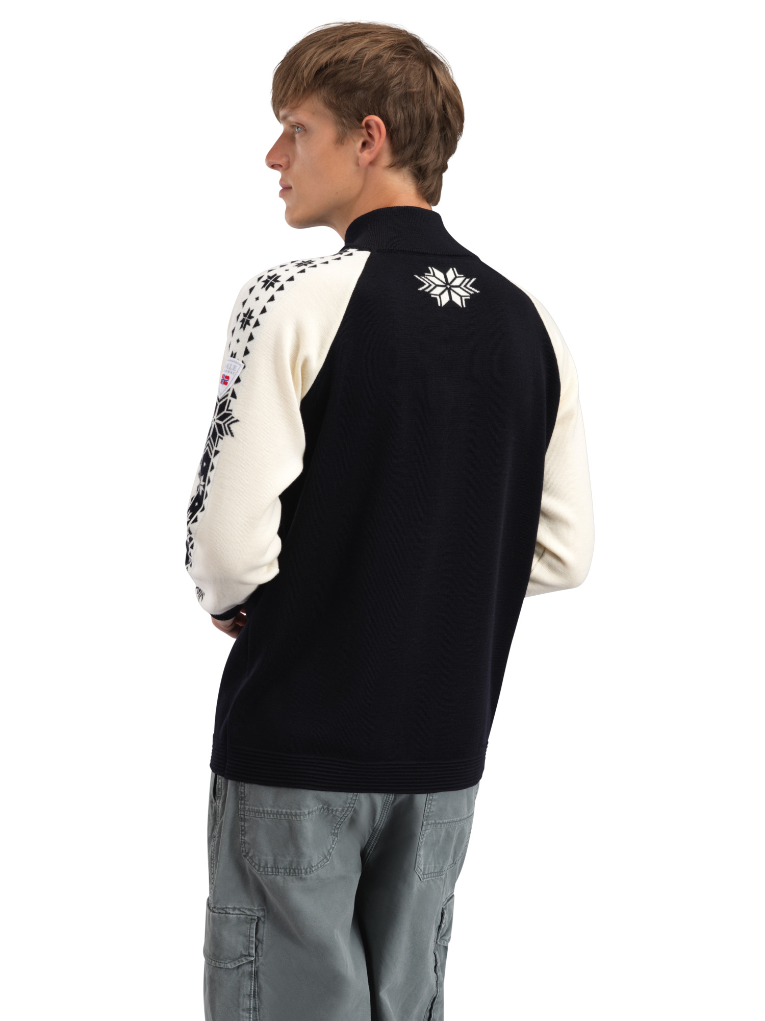 Geilo Men’s Sweater - Merino Wool Black Offwhite