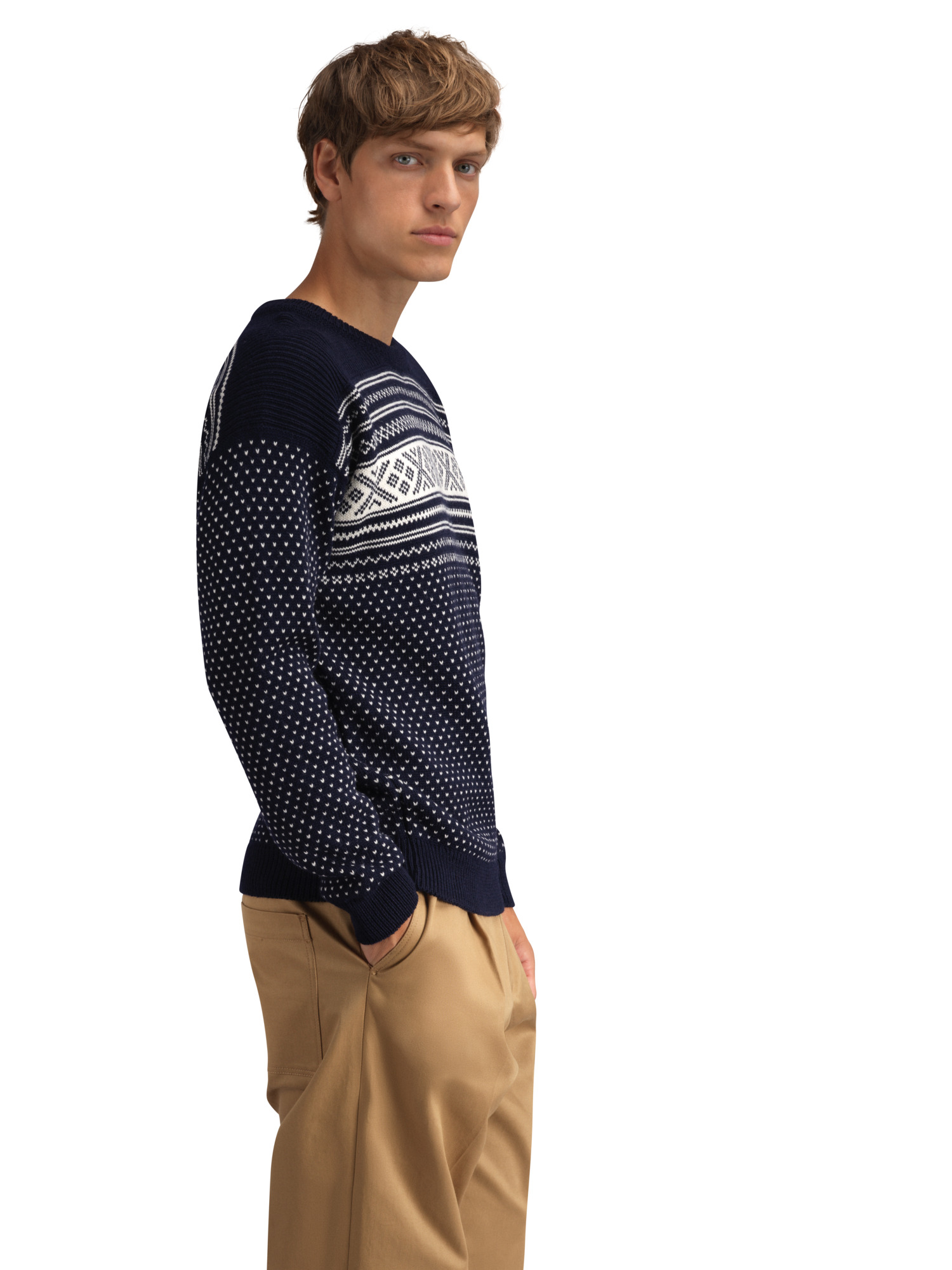 Valløy men’s wool sweater Navy Offwhite
