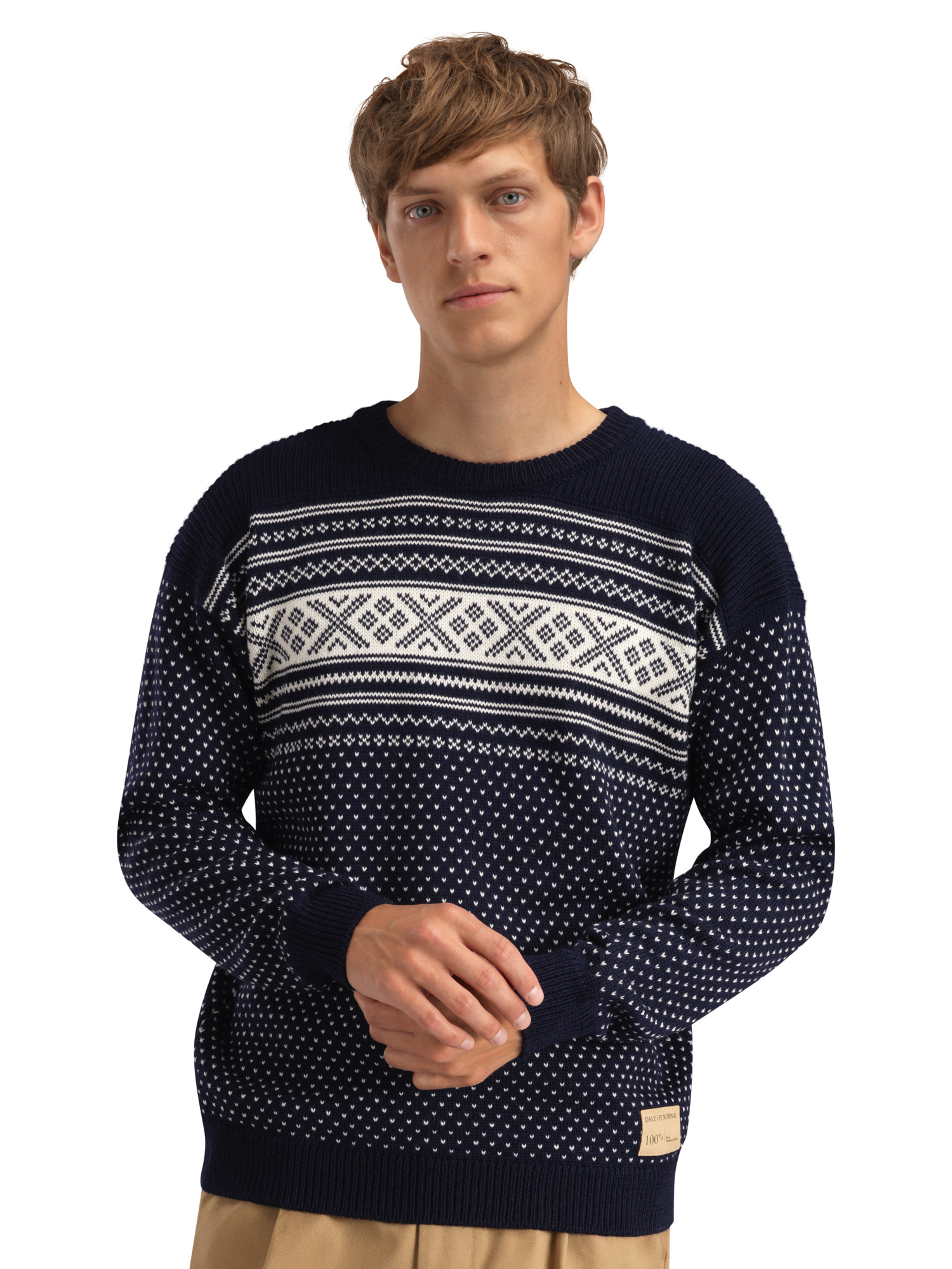 Valløy men’s wool sweater Navy Offwhite
