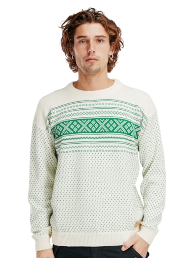 Valloy sweater - Men - OffWhite/BrightGreen - Dale of Norway
