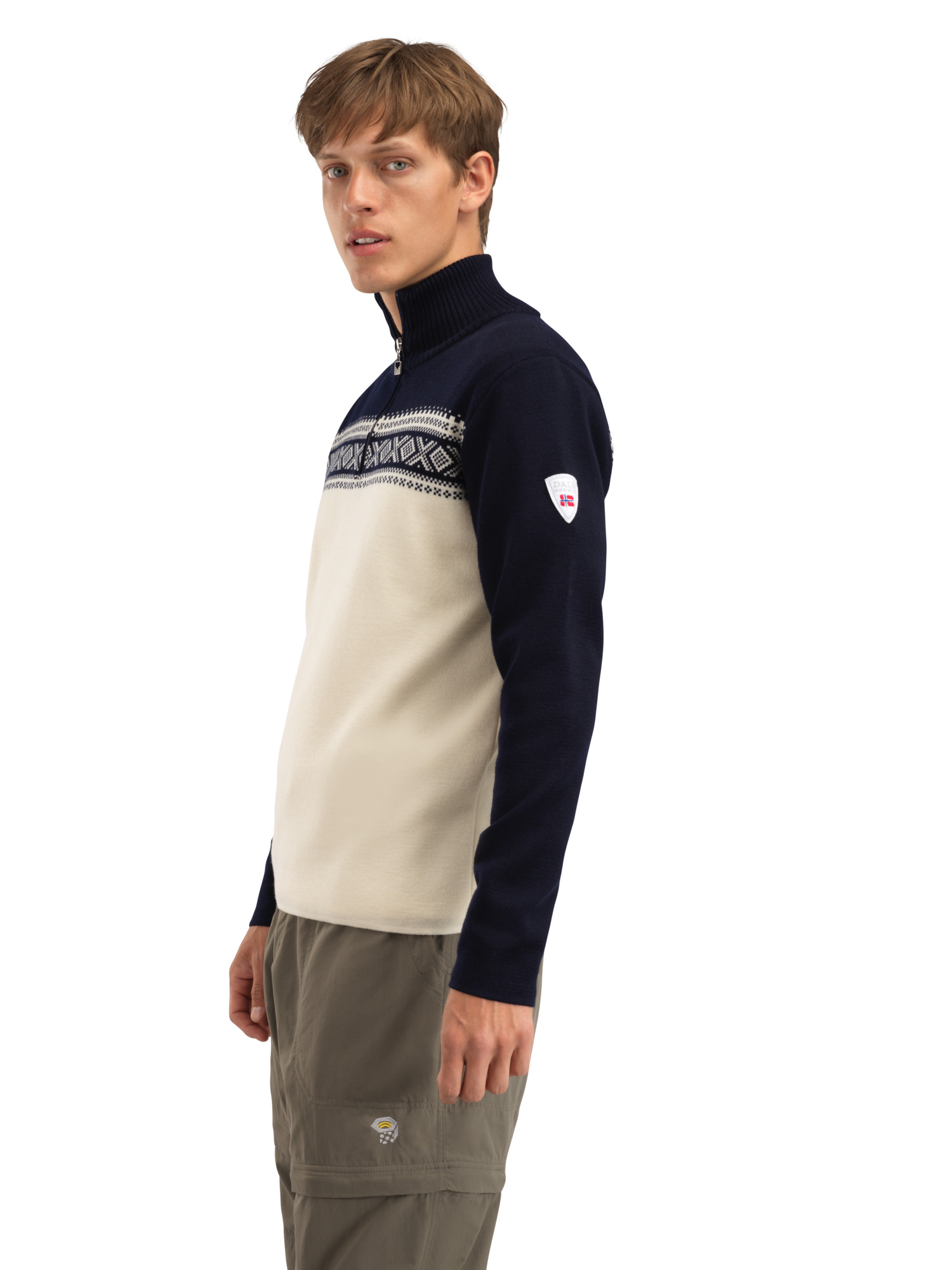 Dalestølen men’s merino wool sweater Offwhite Navy
