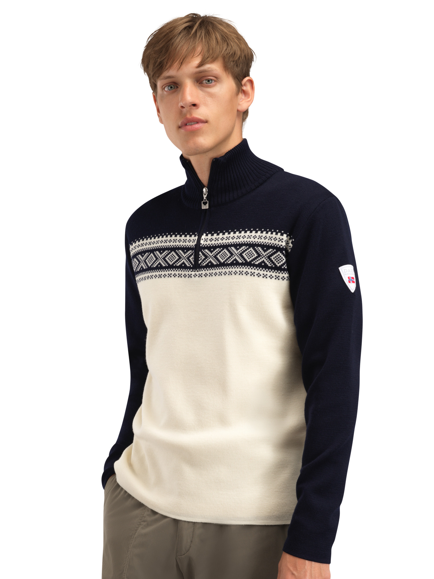 Dalestølen men’s merino wool sweater Offwhite Navy