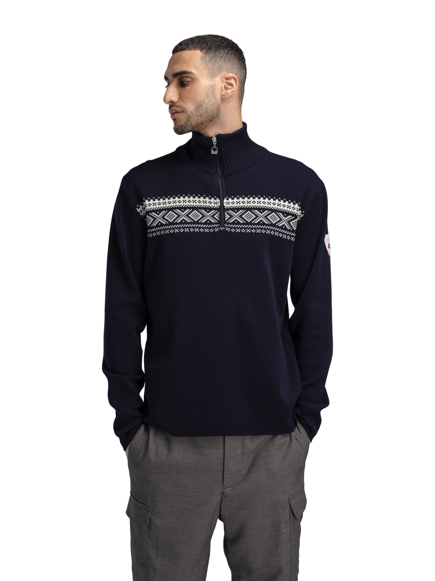 Dalestølen men’s merino wool sweater Navy Offwhite