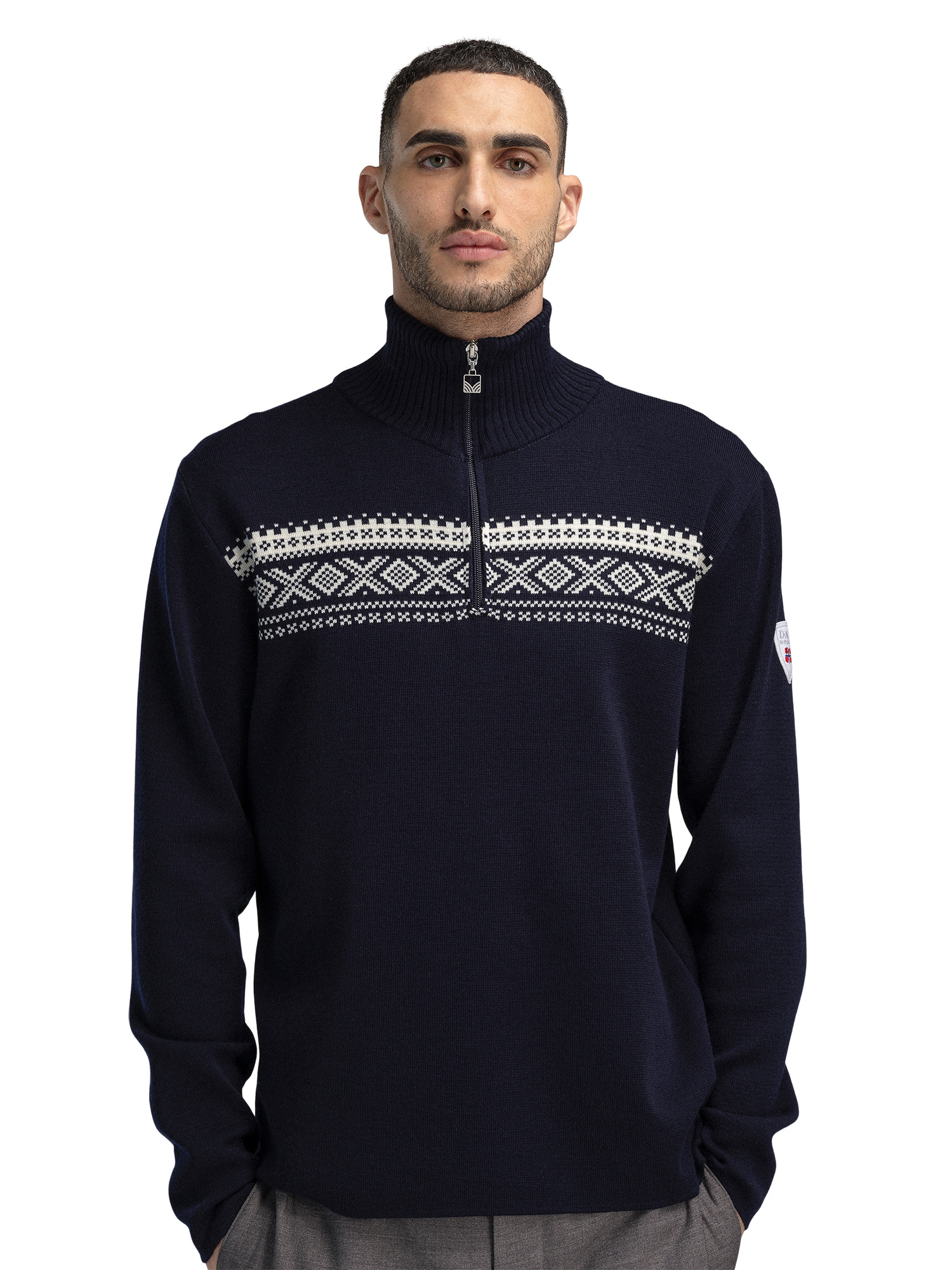 Dalestølen men’s merino wool sweater Navy Offwhite