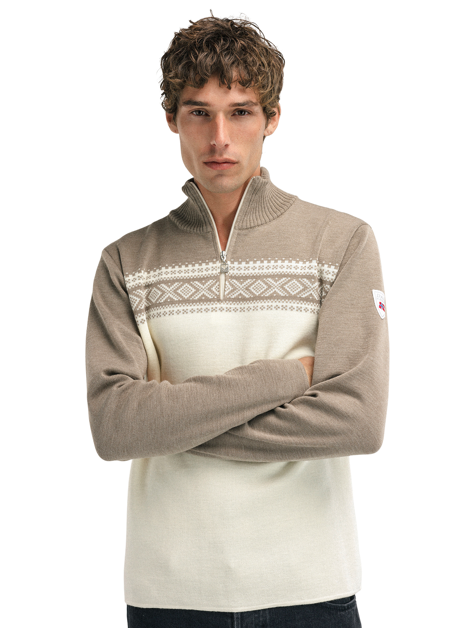 Dalestølen men’s merino wool sweater Mountainstone Offwhite