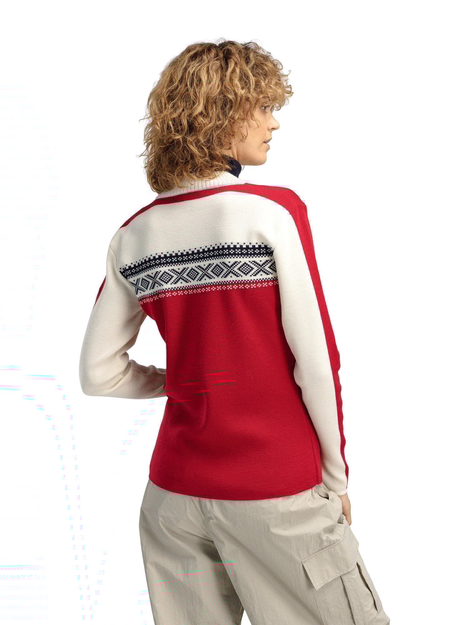 Dystingen women’s merino wool sweater Raspberry Offwhite Navy