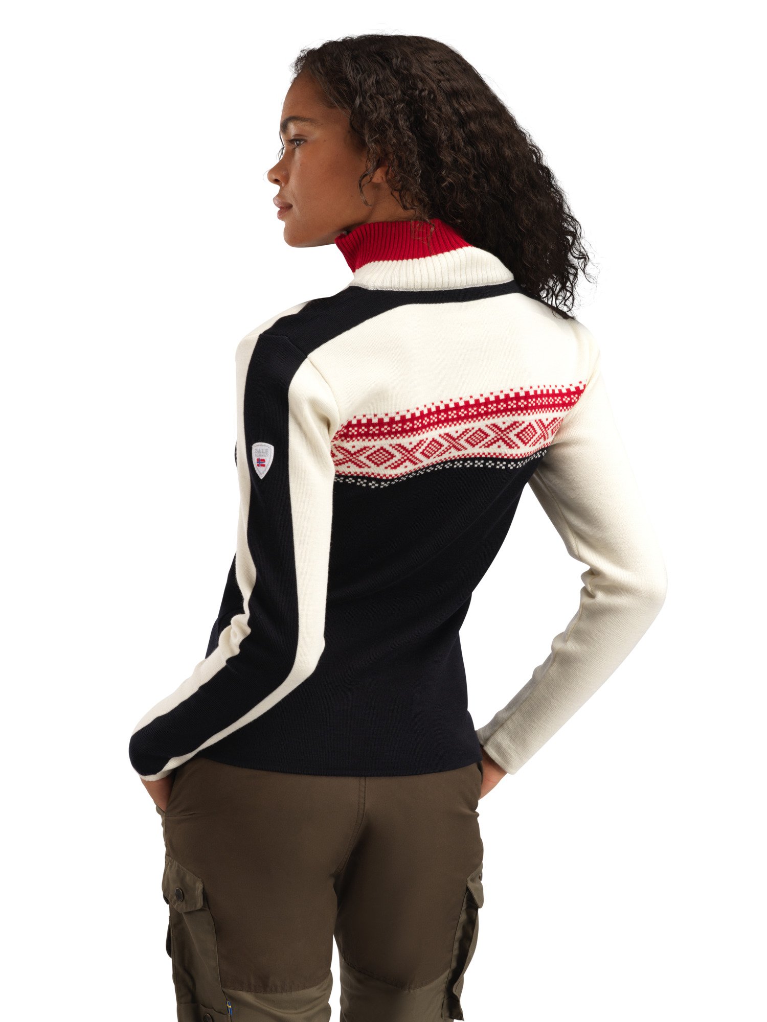 Dystingen women’s merino wool sweater Black Offwhite Raspberry