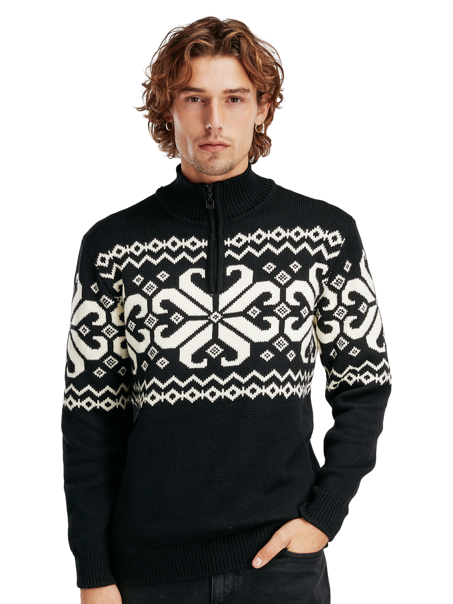Falkeberg Masc Sweater Black Offwhite - Dale of Norway