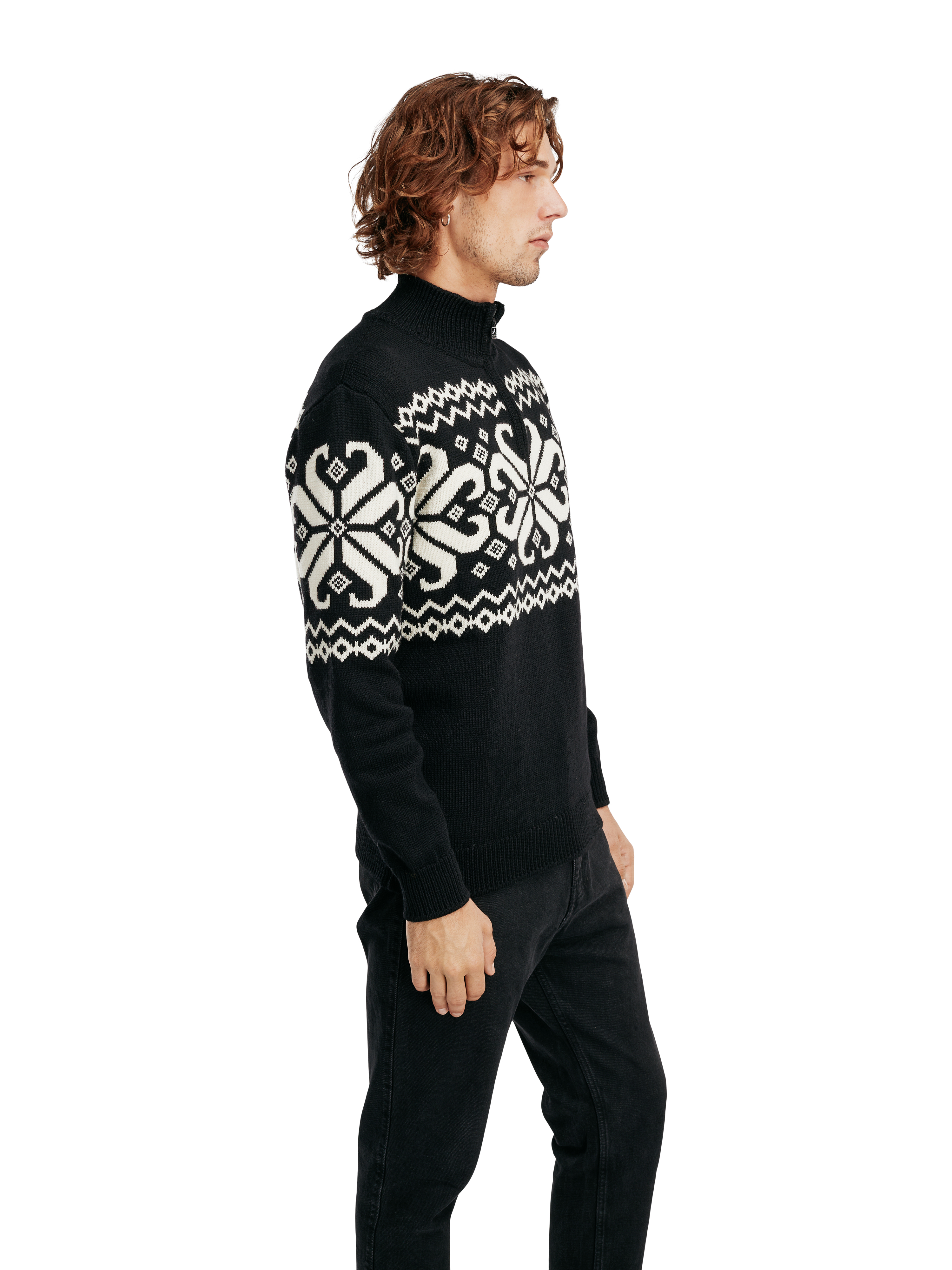 Falkeberg Masc Sweater Black Offwhite - Dale of Norway