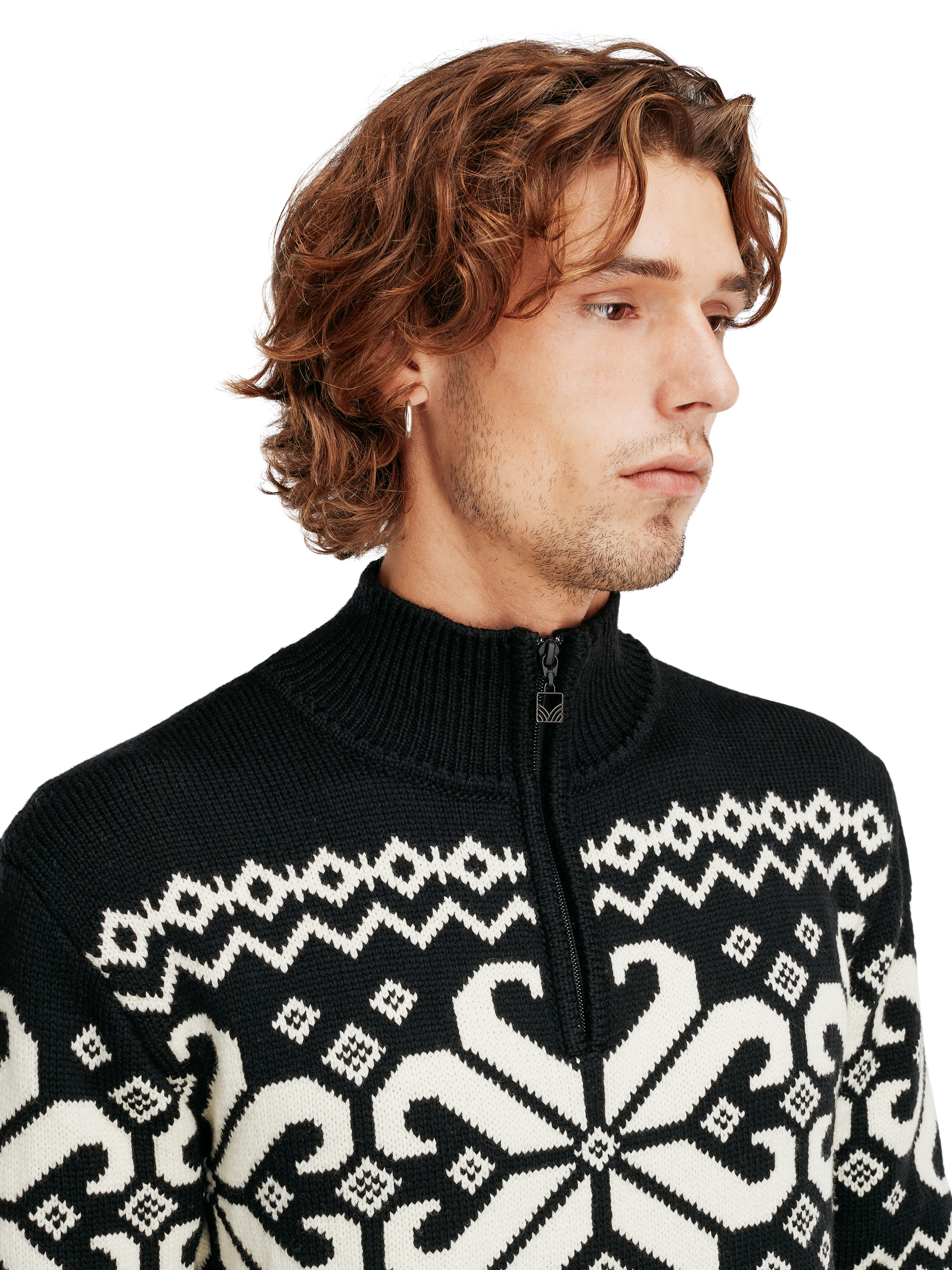 Falkeberg men's sweater - Merino Wool Black Offwhite
