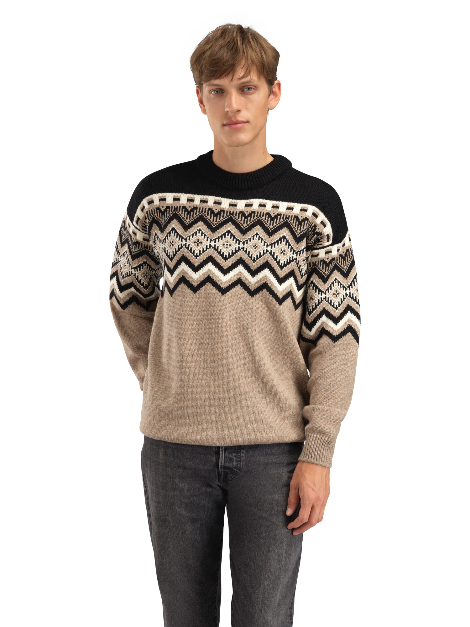 Randaberg men's sweater  Brown Black Offwhite