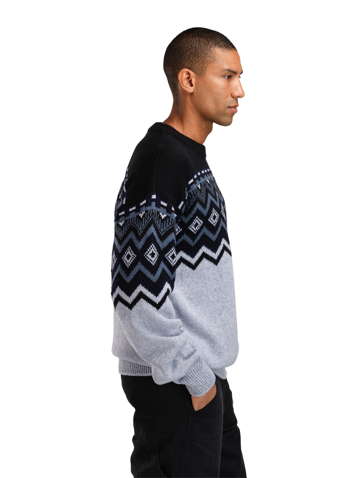 Randaberg men's sweater  Light Blue Mel. Black Steel