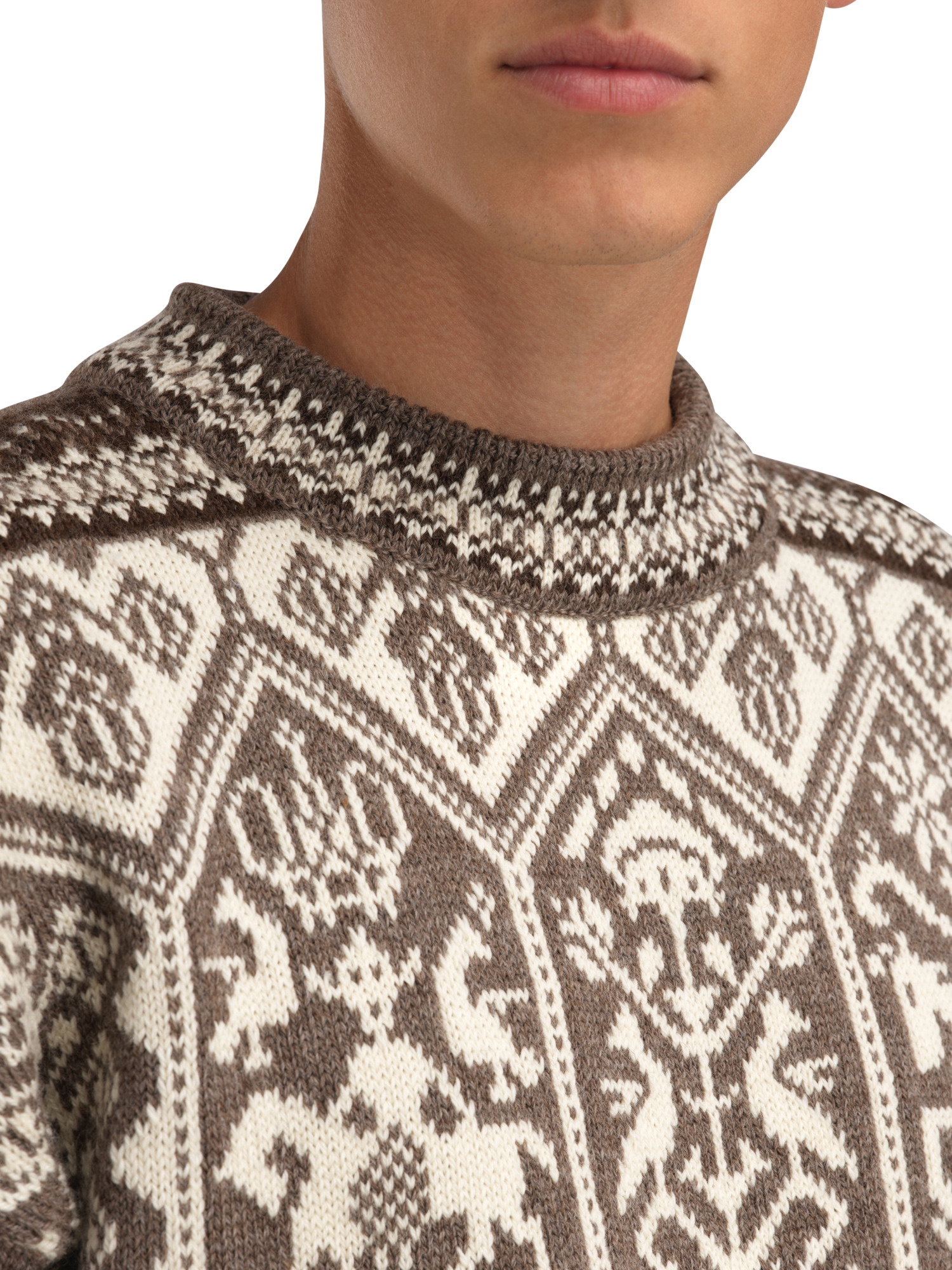 1994 Lillehammer wool sweater unisex Nutmeg Nat.white Coffee