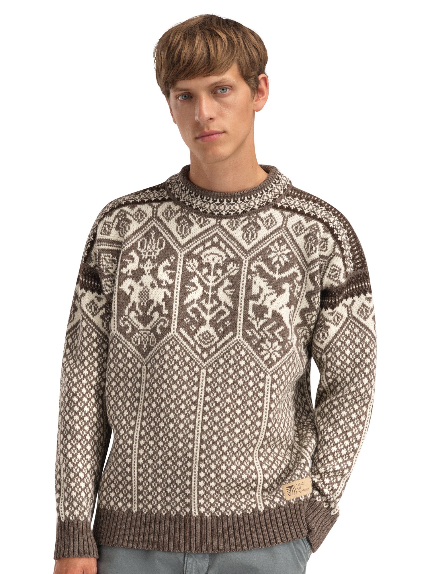 1994 Lillehammer wool sweater unisex Nutmeg Nat.white Coffee