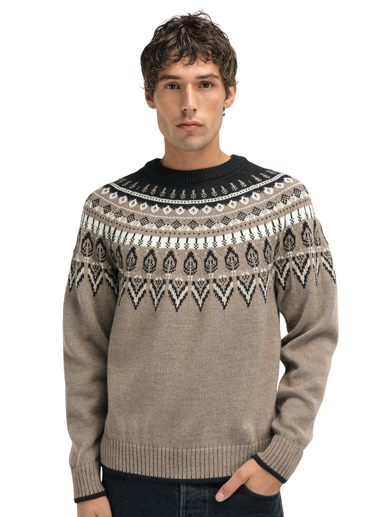 Sula Men's sweater Coffee Sand Offwhite