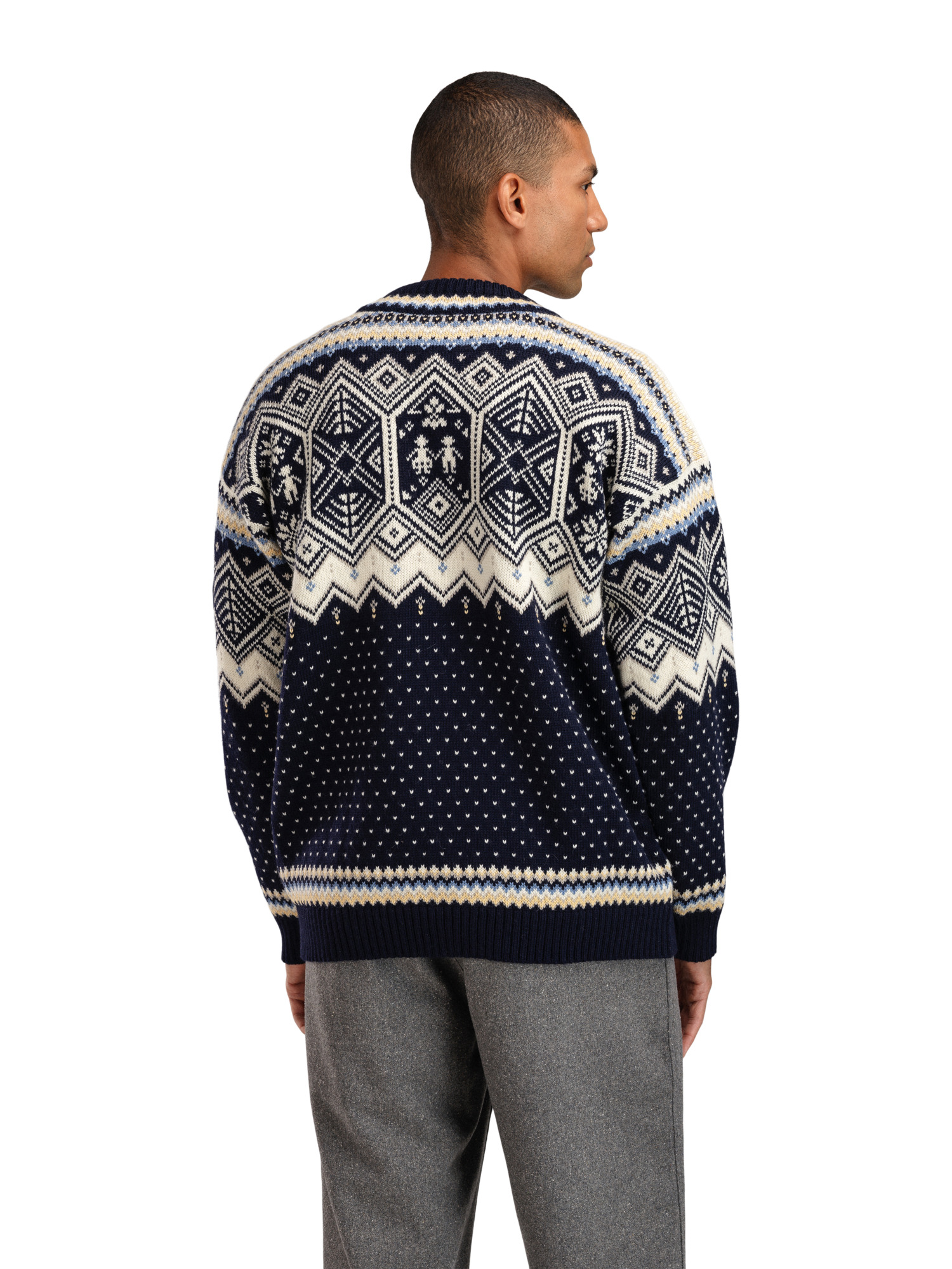 2025 Trondheim Men's Wool Sweater Navy  Offwhite  Sandmel.