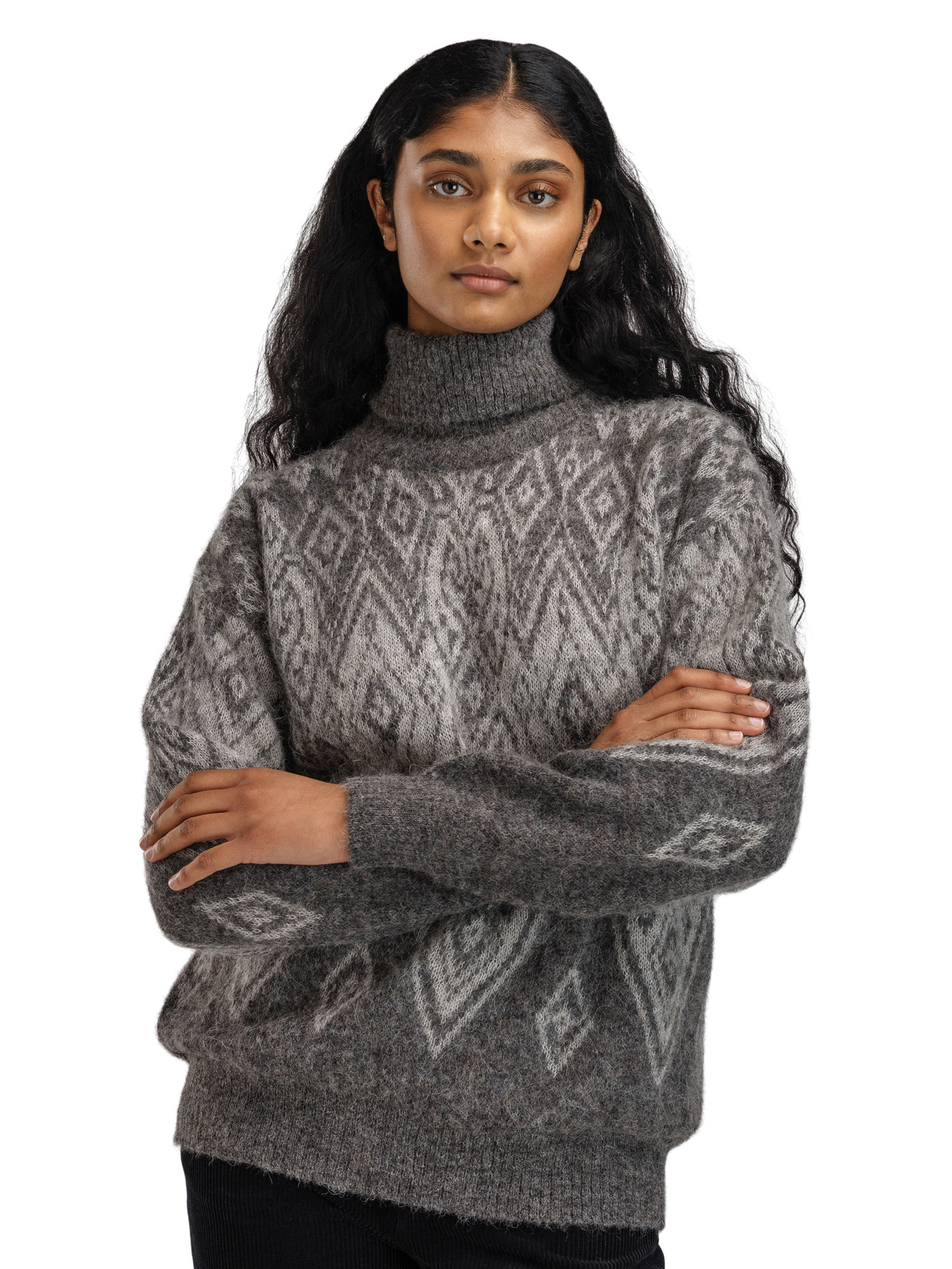 Falun Alpa Women’s Sweater  Darkcharcoal Lightcharcoal