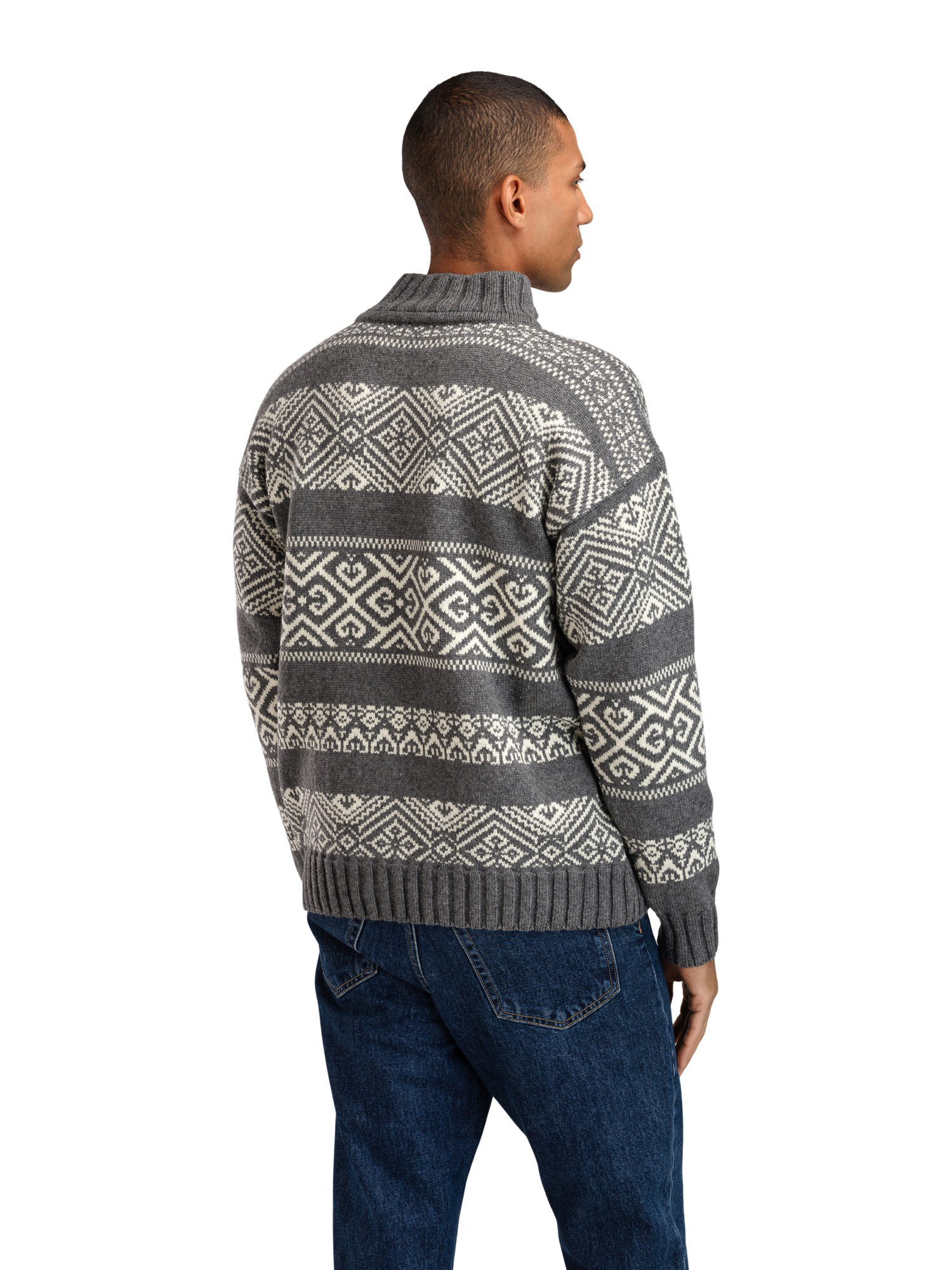 Rasletind Men’s Sweater - Merino Wool Darkcharcoal Offwhite