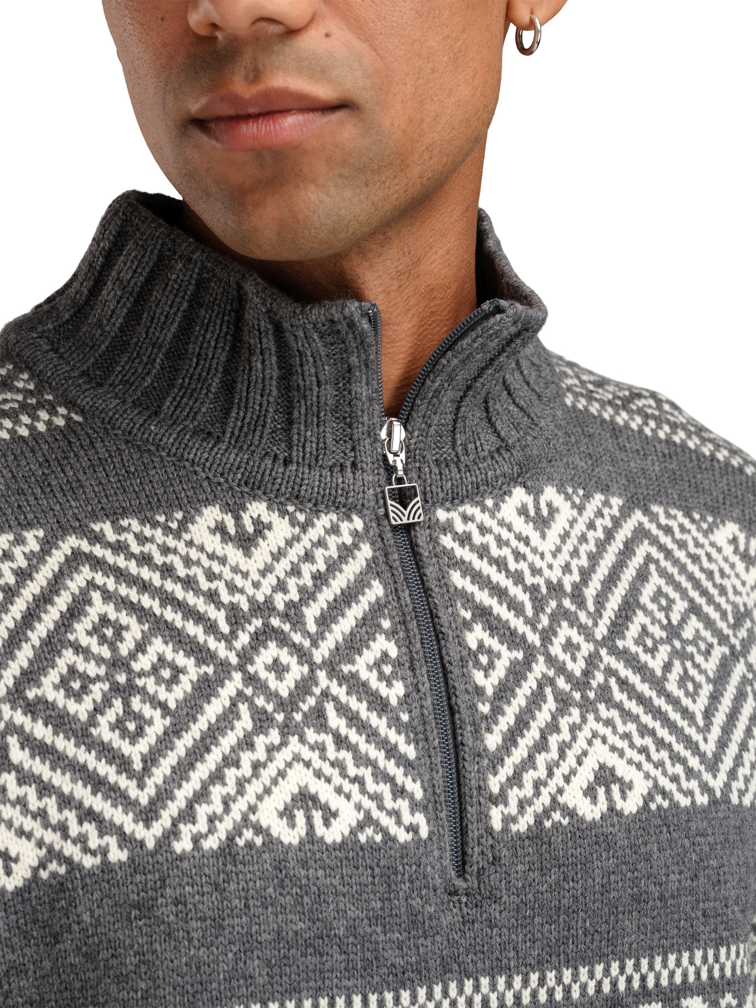 Rasletind Men’s Sweater - Merino Wool Darkcharcoal Offwhite
