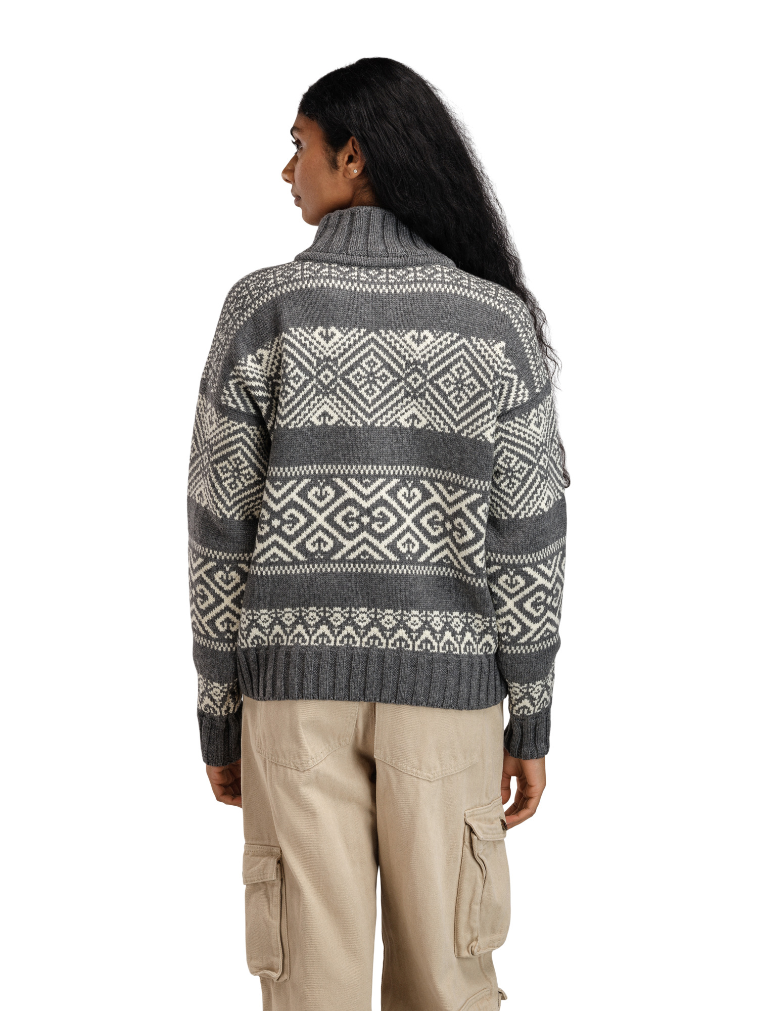 Rasletind Women's Sweater Darkcharcoal Offwhite